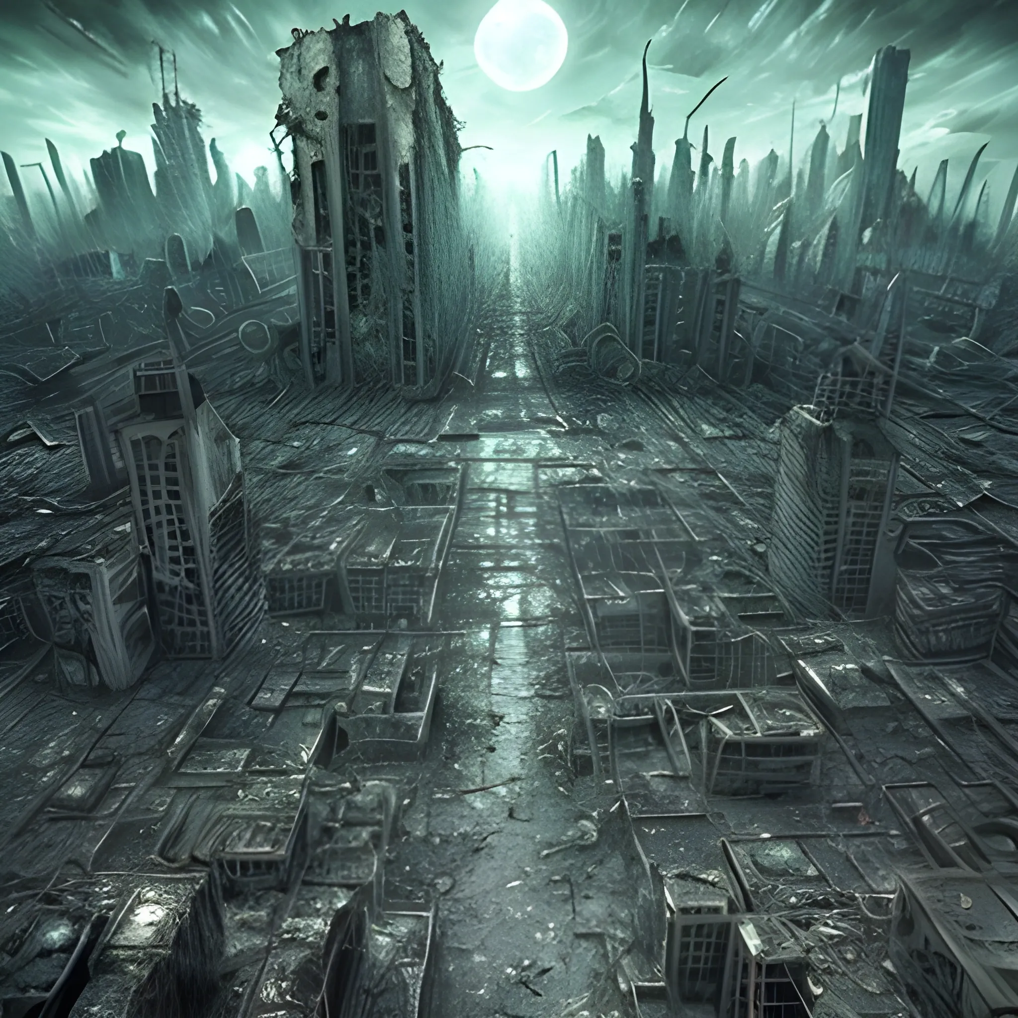 Destroyed City Dystopian World Trippy Trippy Arthubai