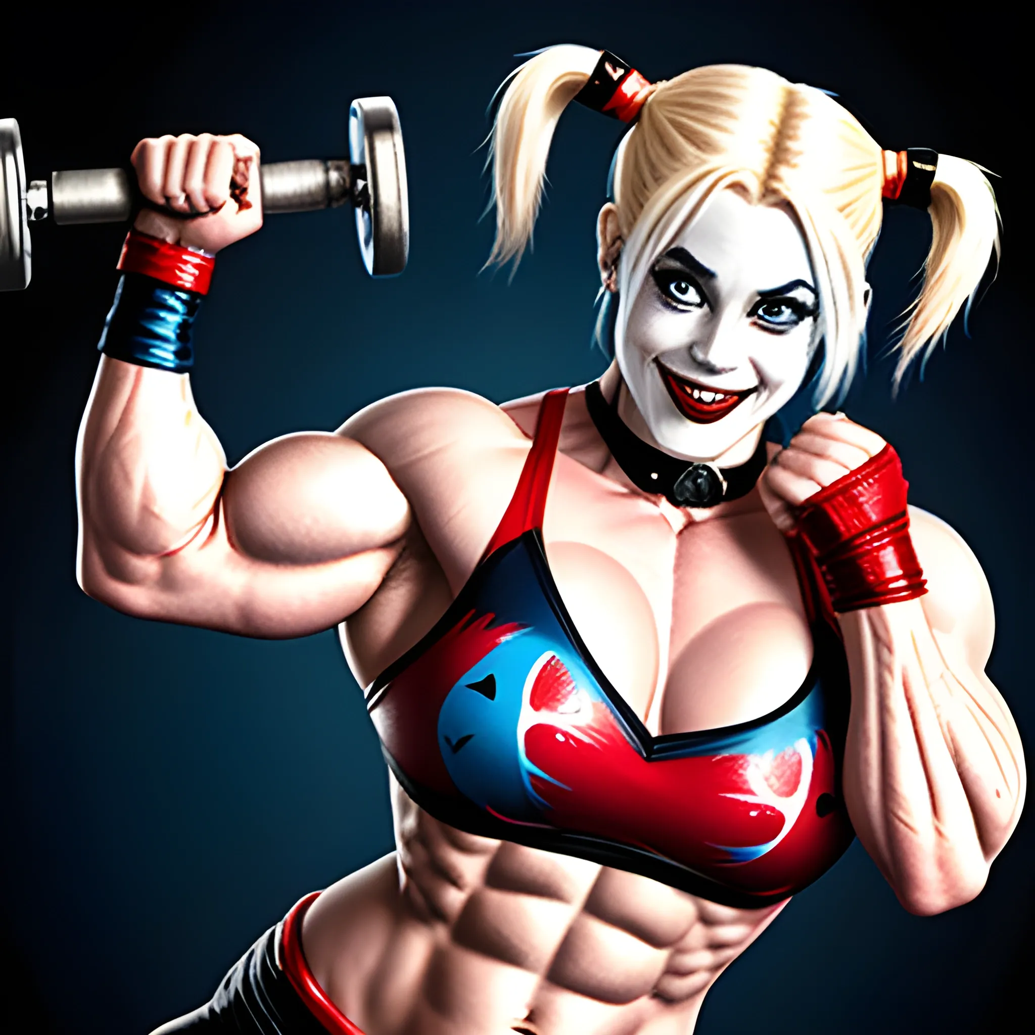 Harley Quinn as a massive female bodybuilder 