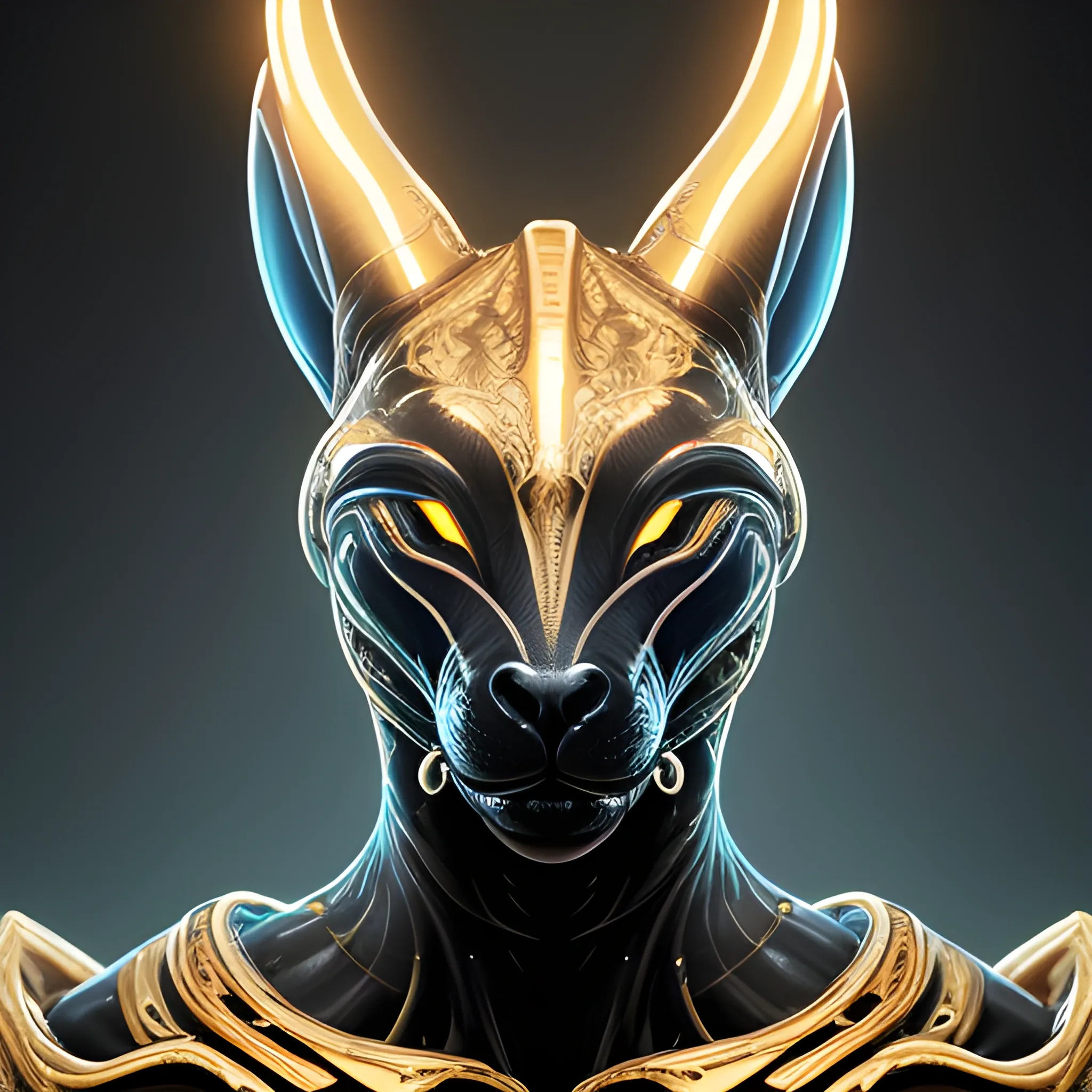  A detailed and intricate digital art piece in a cinematic style, this ultra high resolution portrait of a powerful sub blac panter alien beast is a true masterpiece use the golden suit. The beautiful lighting and playful design make it a trend-setter on ArtStation. A true award-winning work., close up

