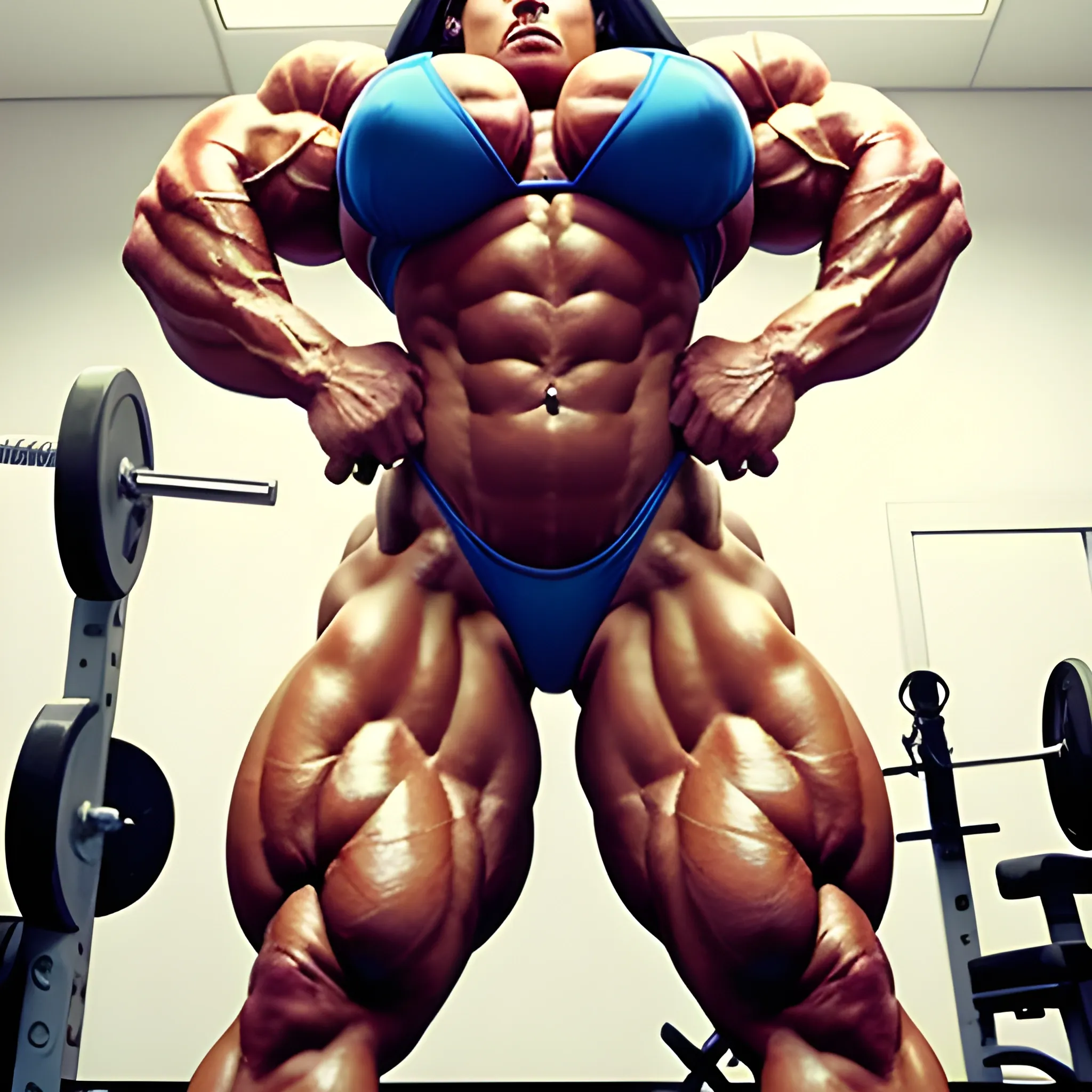 unreal supersize  female bodybuilder giant muscles everywhere