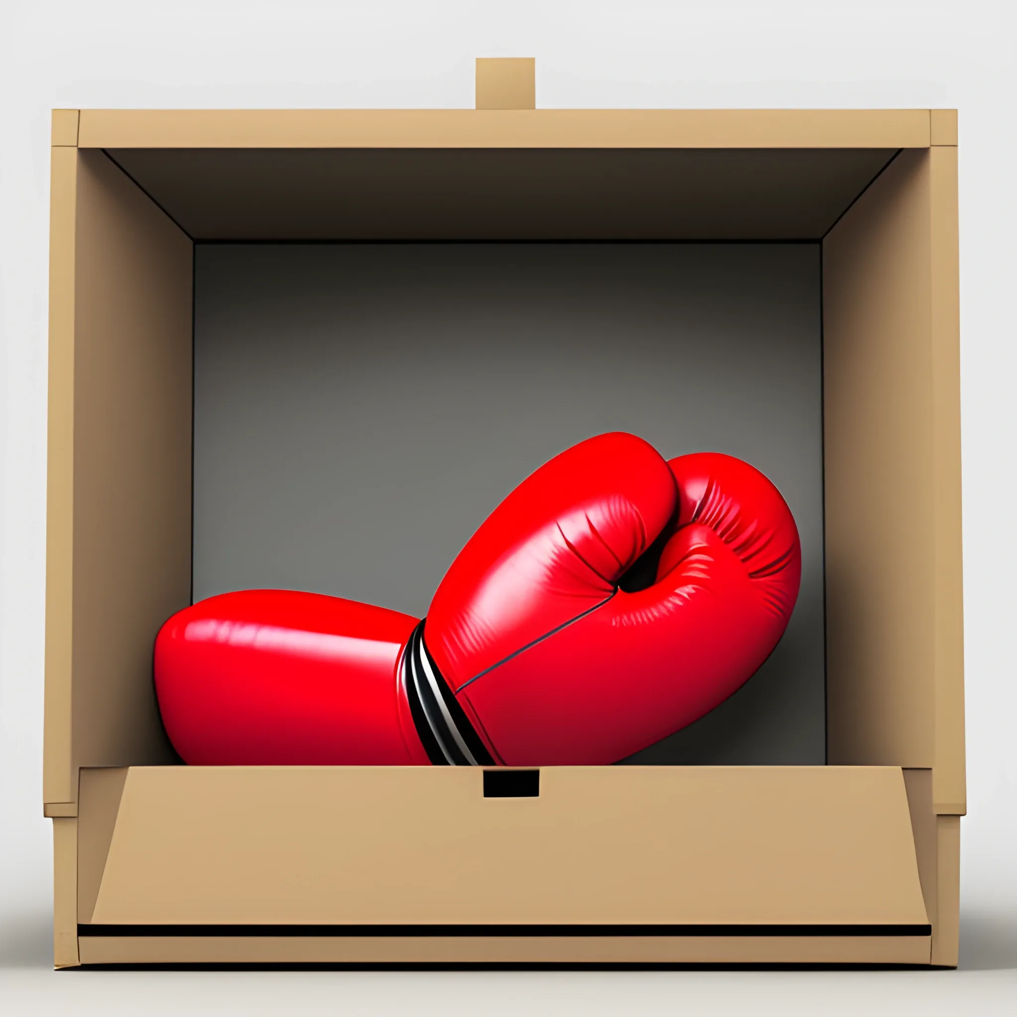 , Pencil Sketch the boxing glove is lying on a stand in an open box, 3D