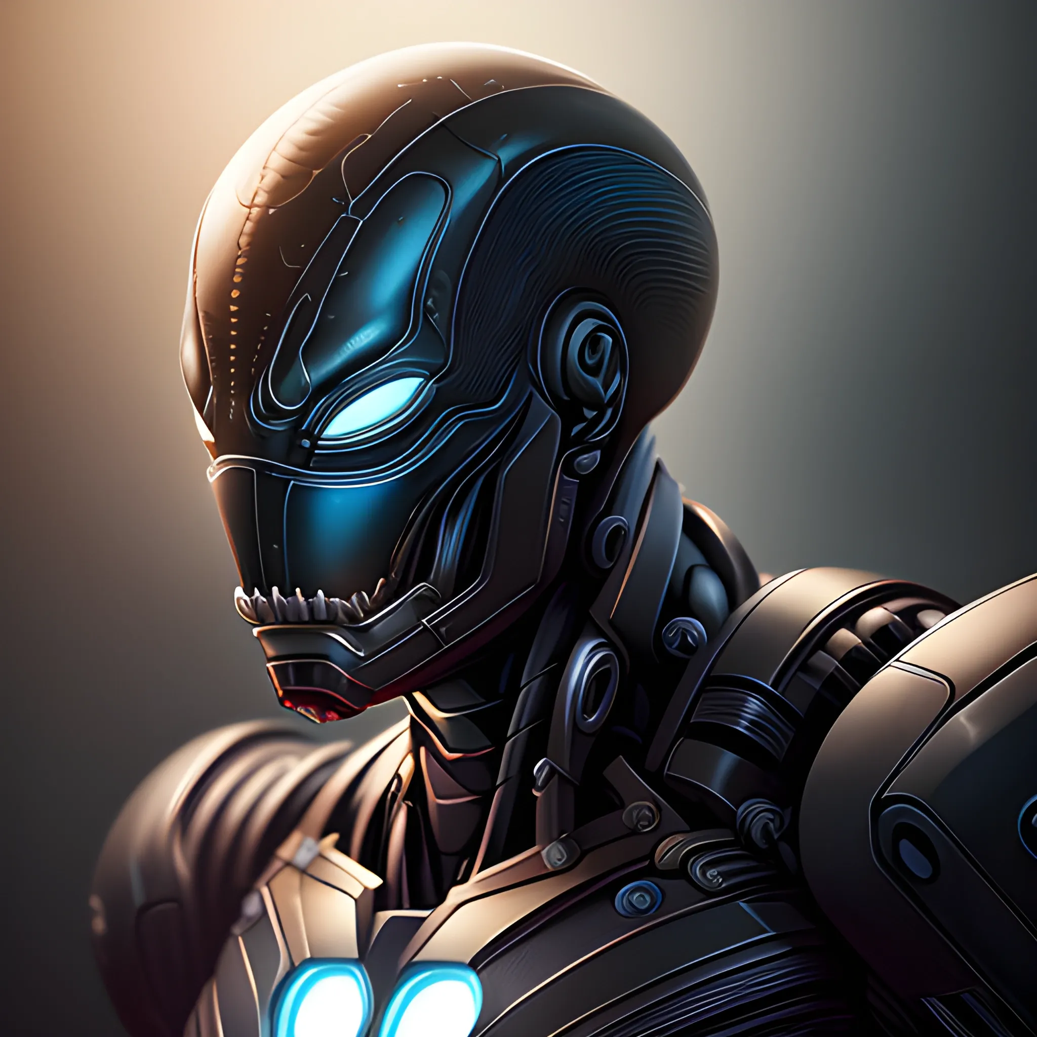  A detailed and intricate digital art piece in a cinematic style, this ultra high resolution portrait of a powerful venom alien beast is a true masterpiece use ironman suit black version. The beautiful lighting and playful design make it a trend-setter on ArtStation. A true award-winning work., 

