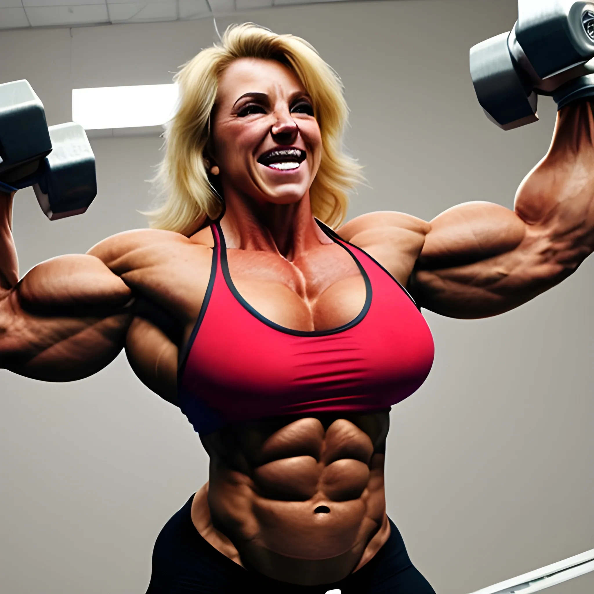 largest female bodybuilder in the world ripping shirt