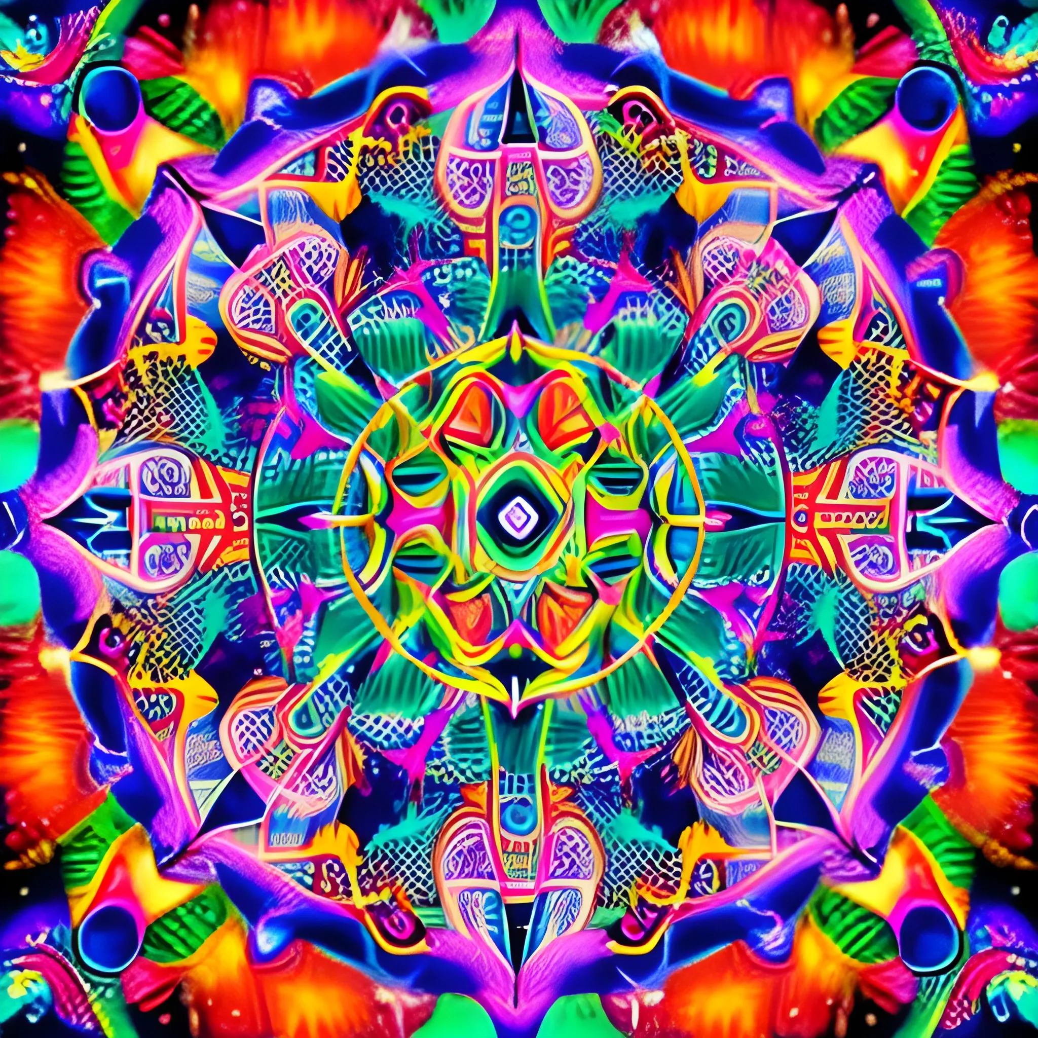 Jesus in the style of PSYCHEDELIC, MANDALA, SACRED GEOMETRY
