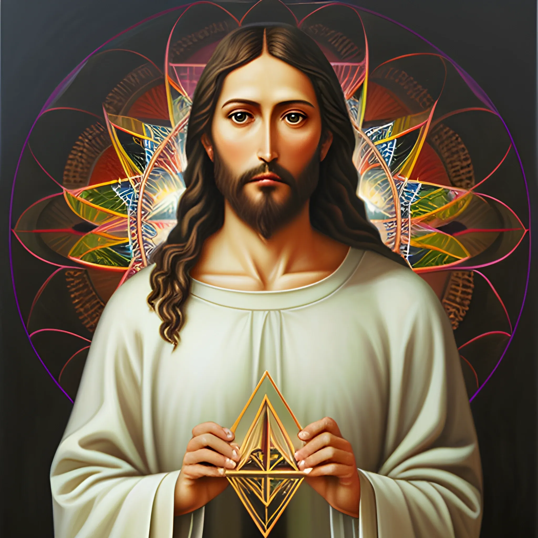 Jesus with SACRED GEOMETRY in the background

, Oil Painting
