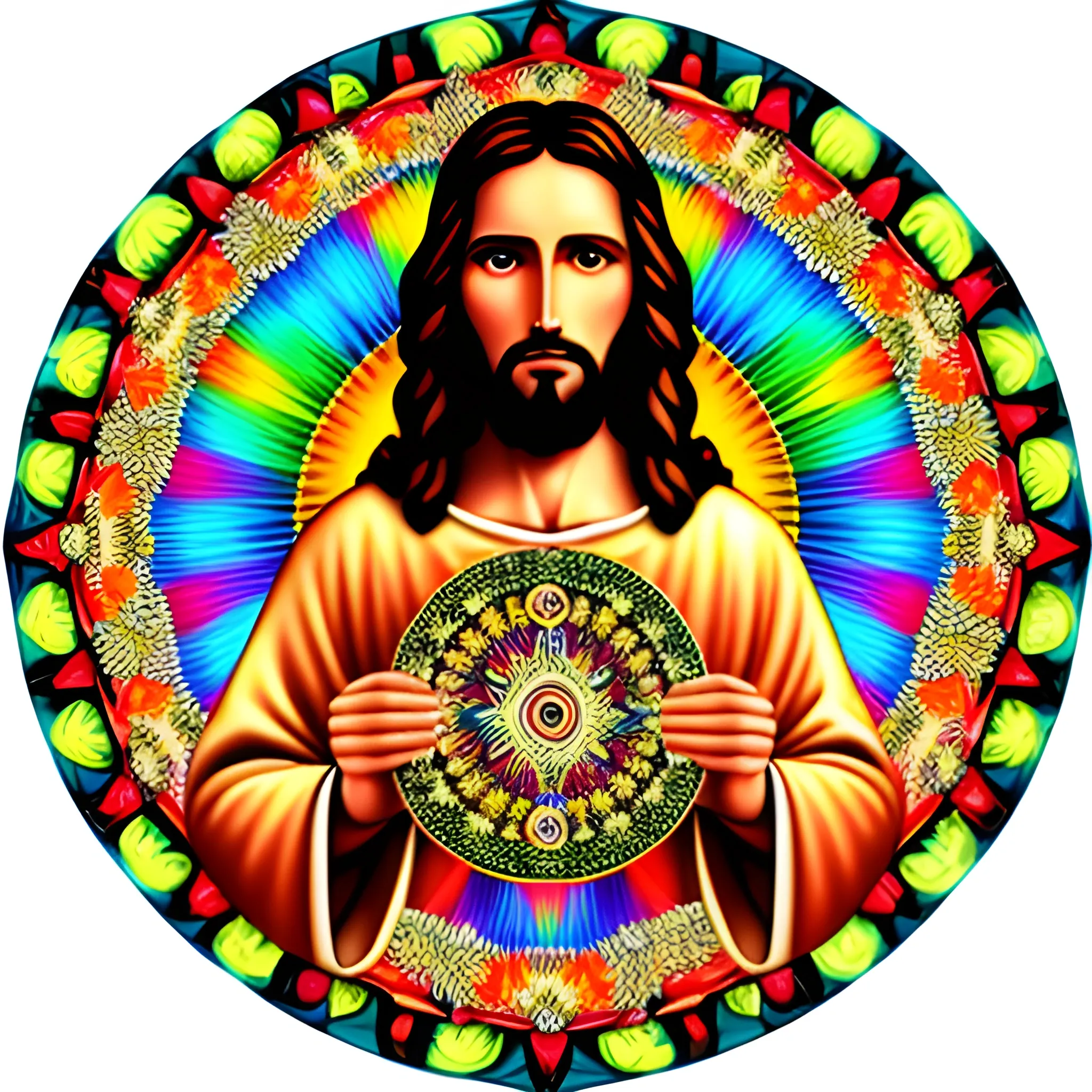 Jesus with mandala in the background, 3D