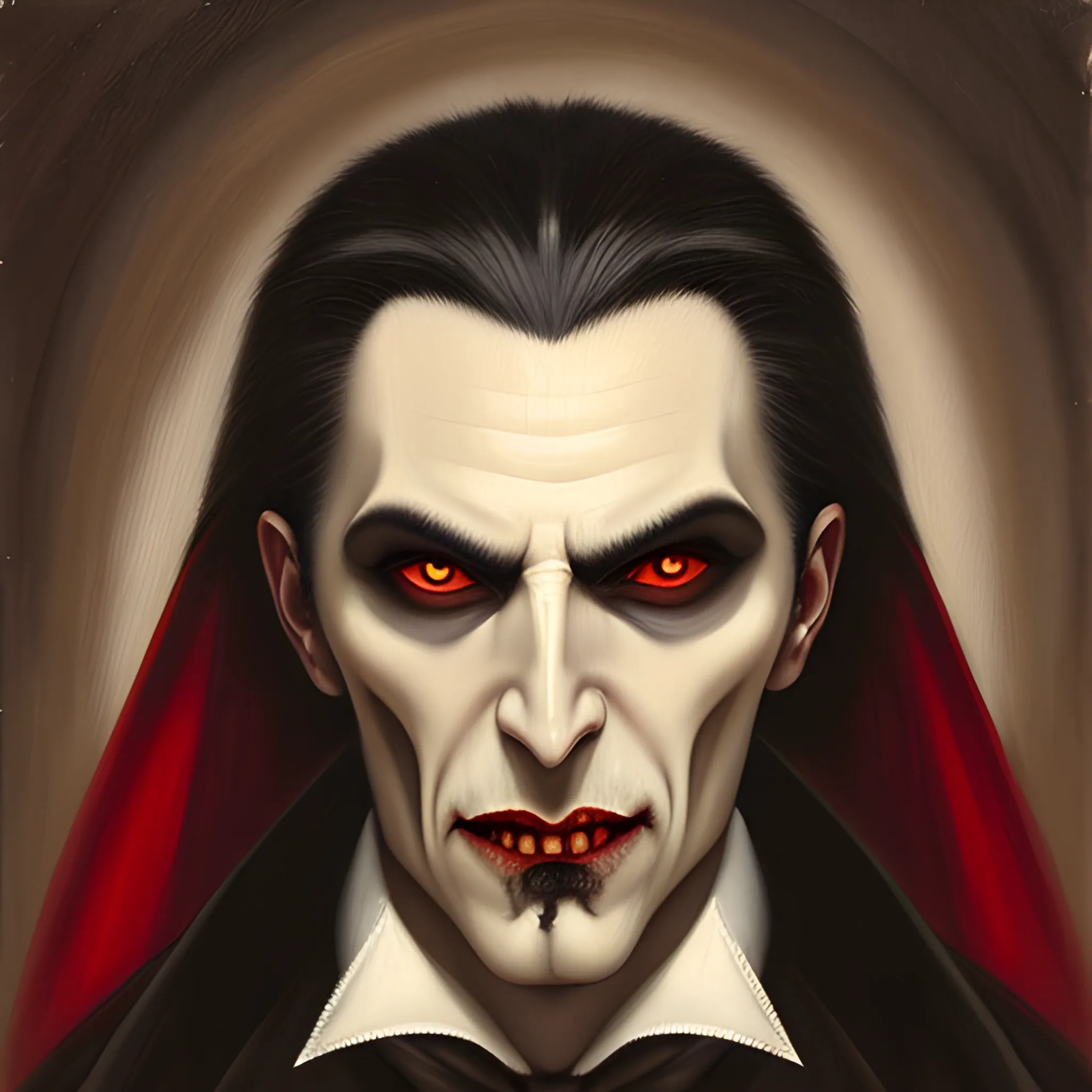 vampire Dracula head looking straight at camera soft expression


, Oil Painting