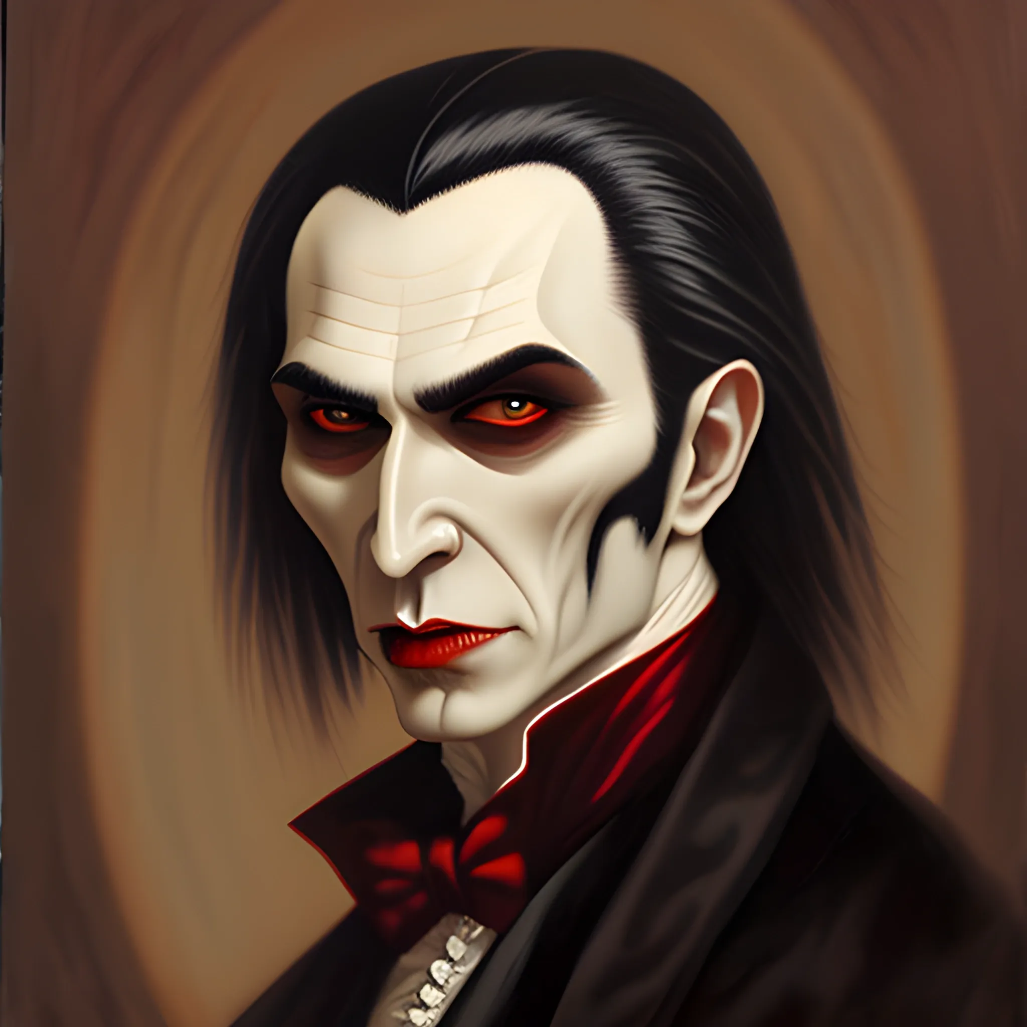 vampire Dracula head looking straight at camera soft expression


, Oil Painting