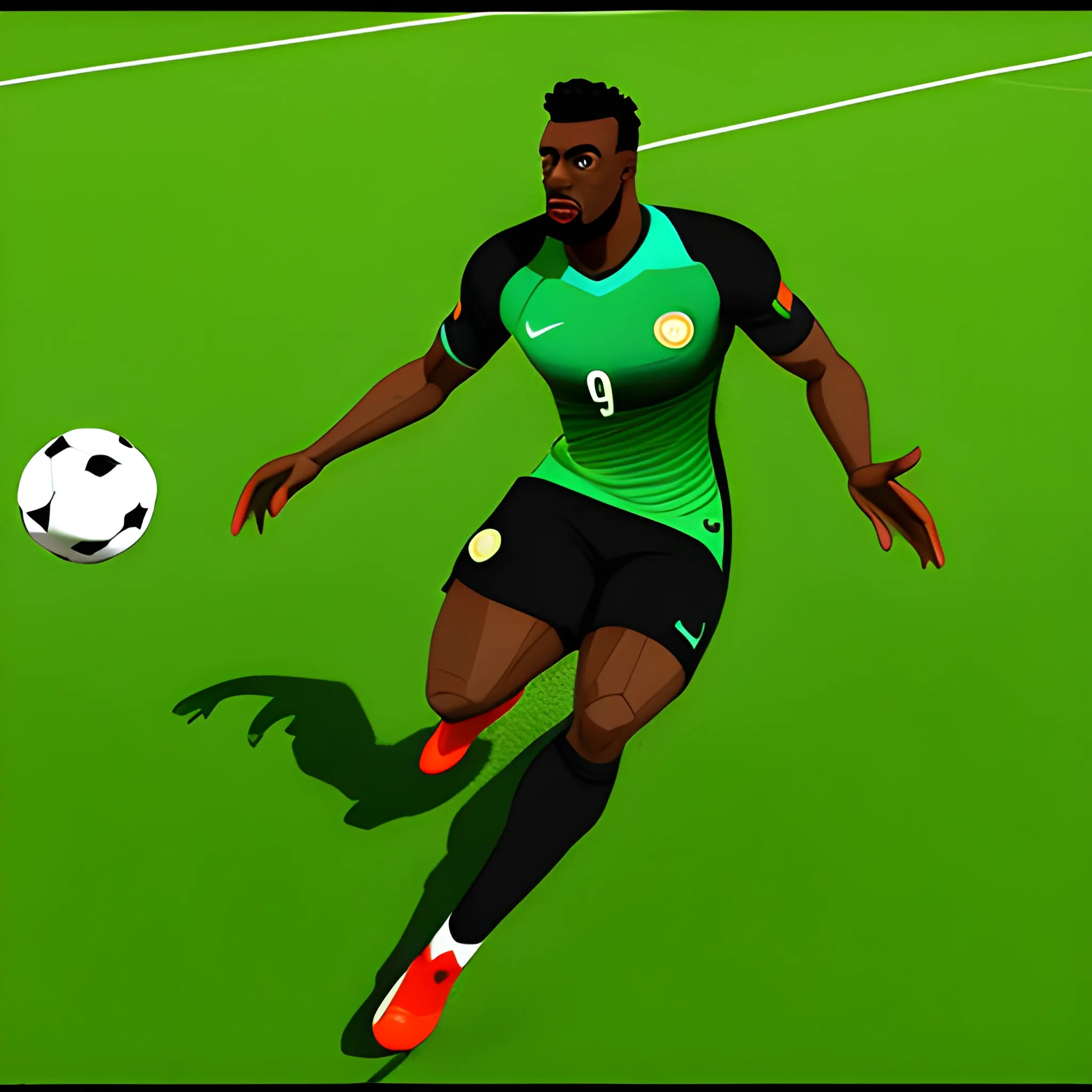 Nigeria youth football player, Cartoon, 3D