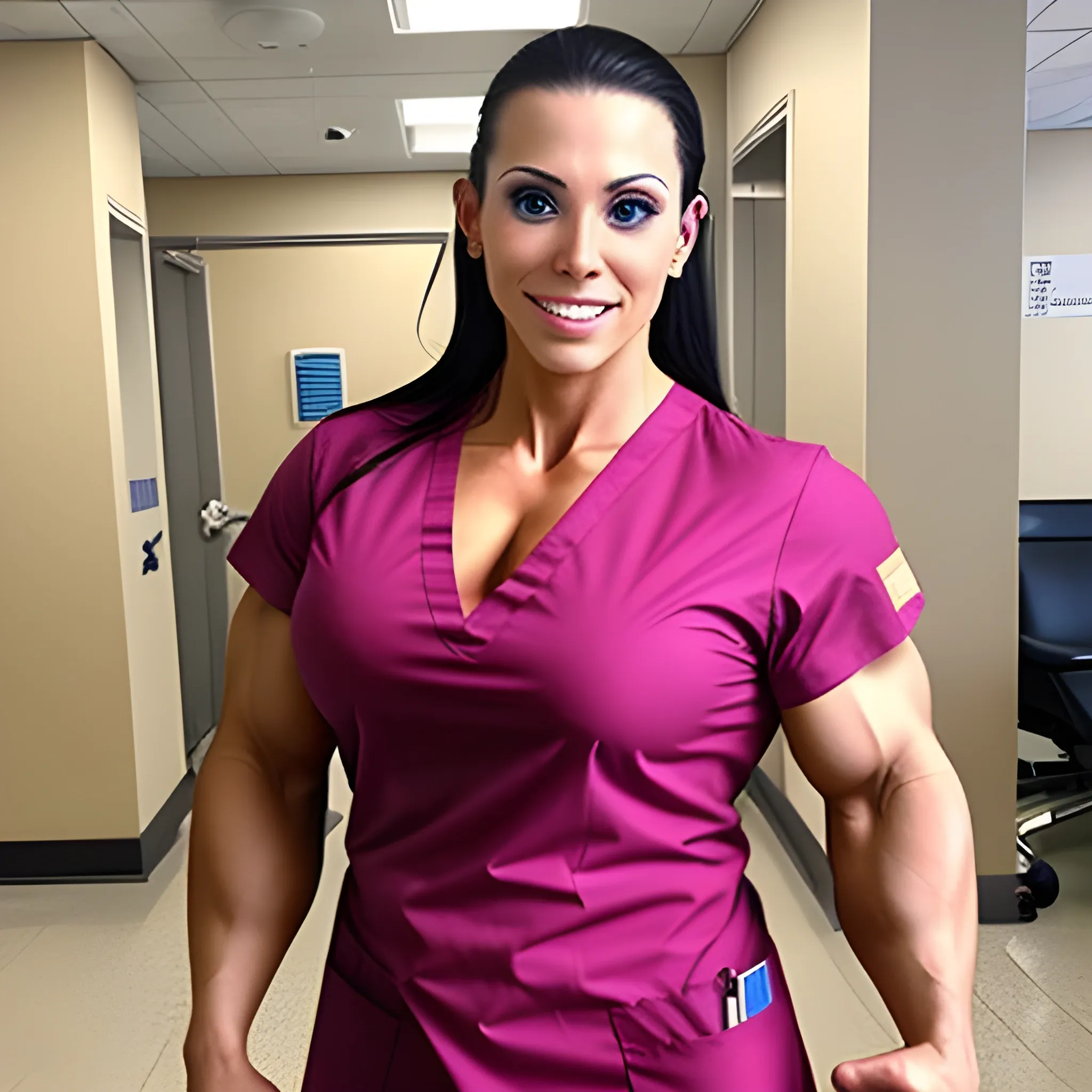 Gorgeous female emergency room nurse, abnormally massive female  