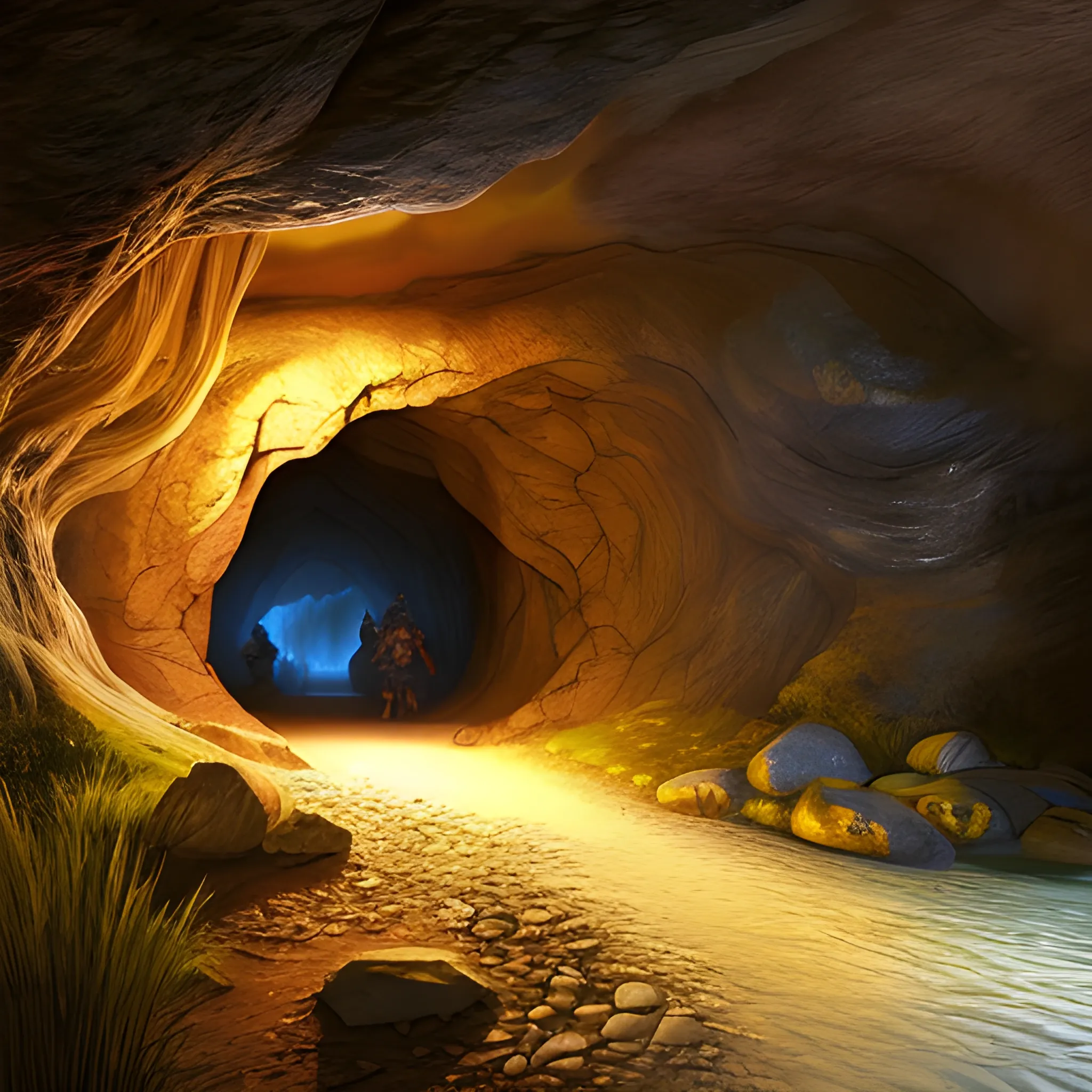 Hyper realistic, photo, dnd 5e, natural cave tunnel