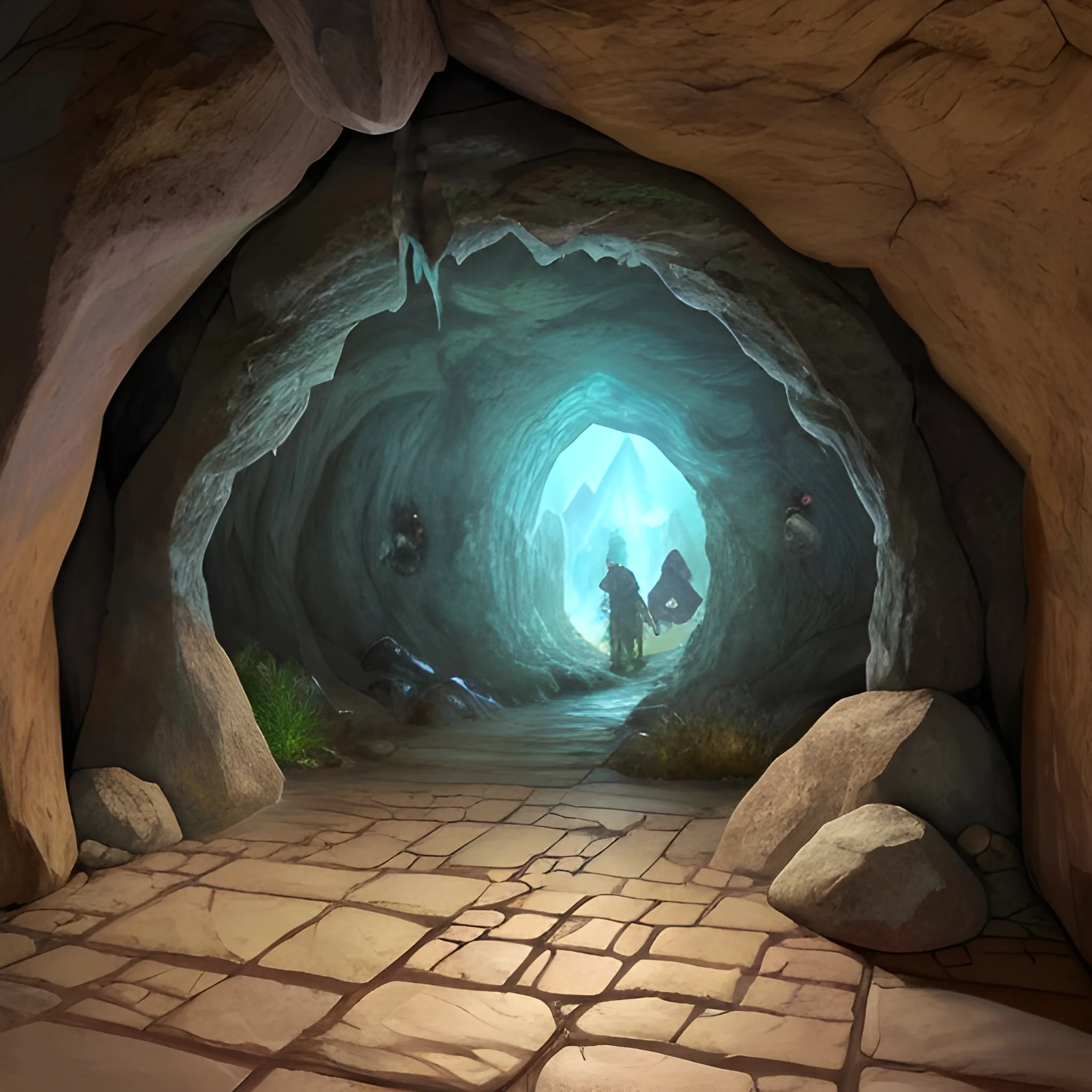 Hyper realistic, dnd 5e, cave, dimensional portal