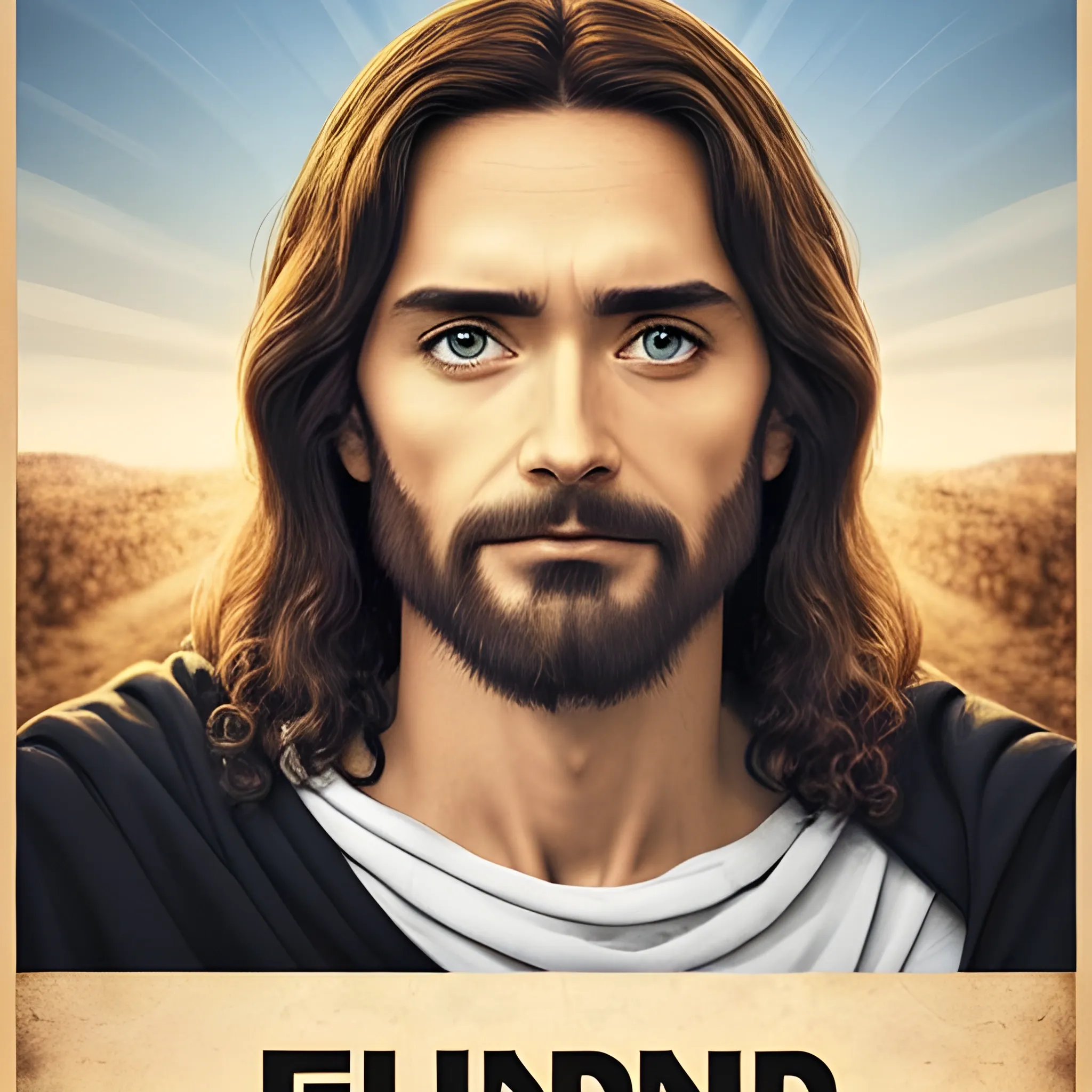 Jesus als Fahnudnsfoto auf einem plakat
