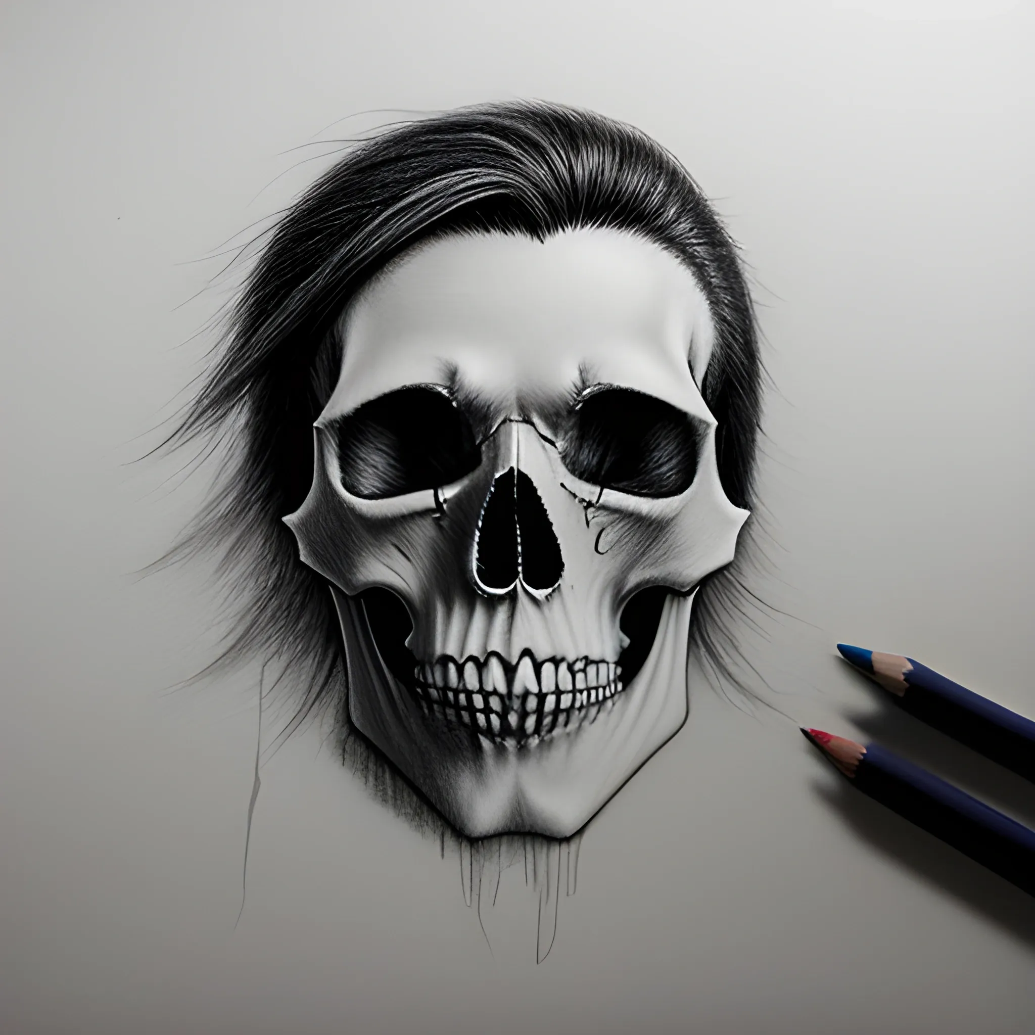 vampire skull drawn in pencil
