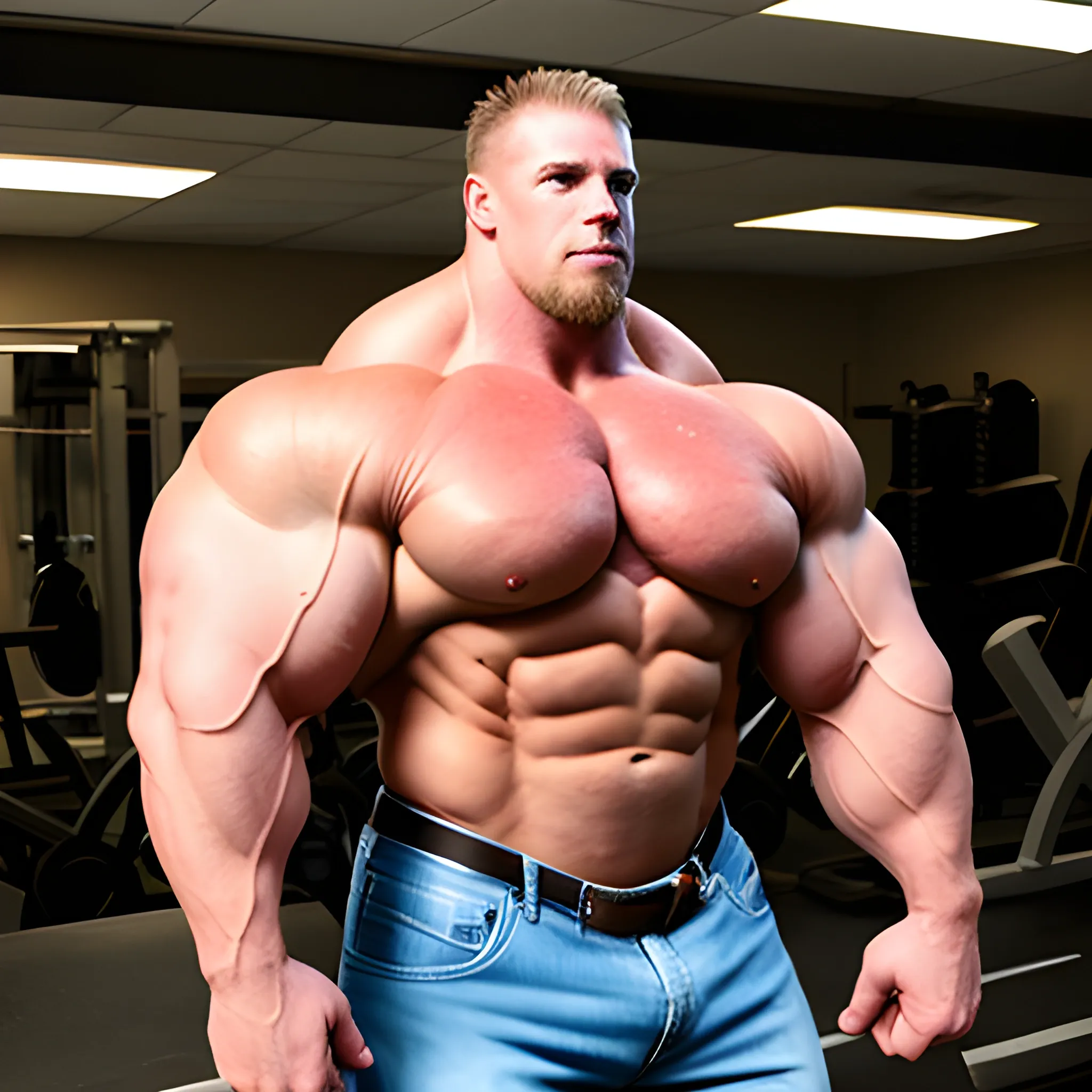 3-meters, american man, beaatiful muscle morph, 3000 lbs bodybuilder, gigantic 300 inches bicep