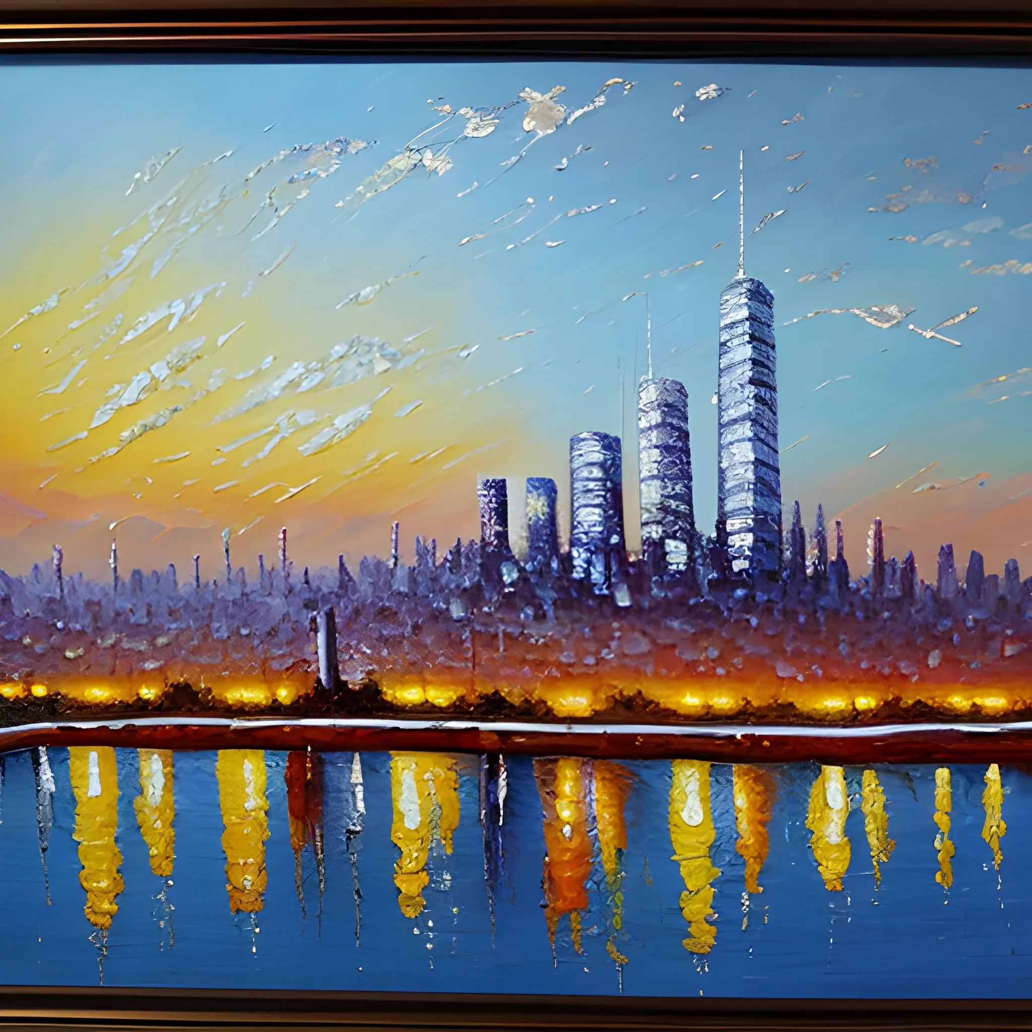 , Oil Painting Painting an oil painting of the city of the future