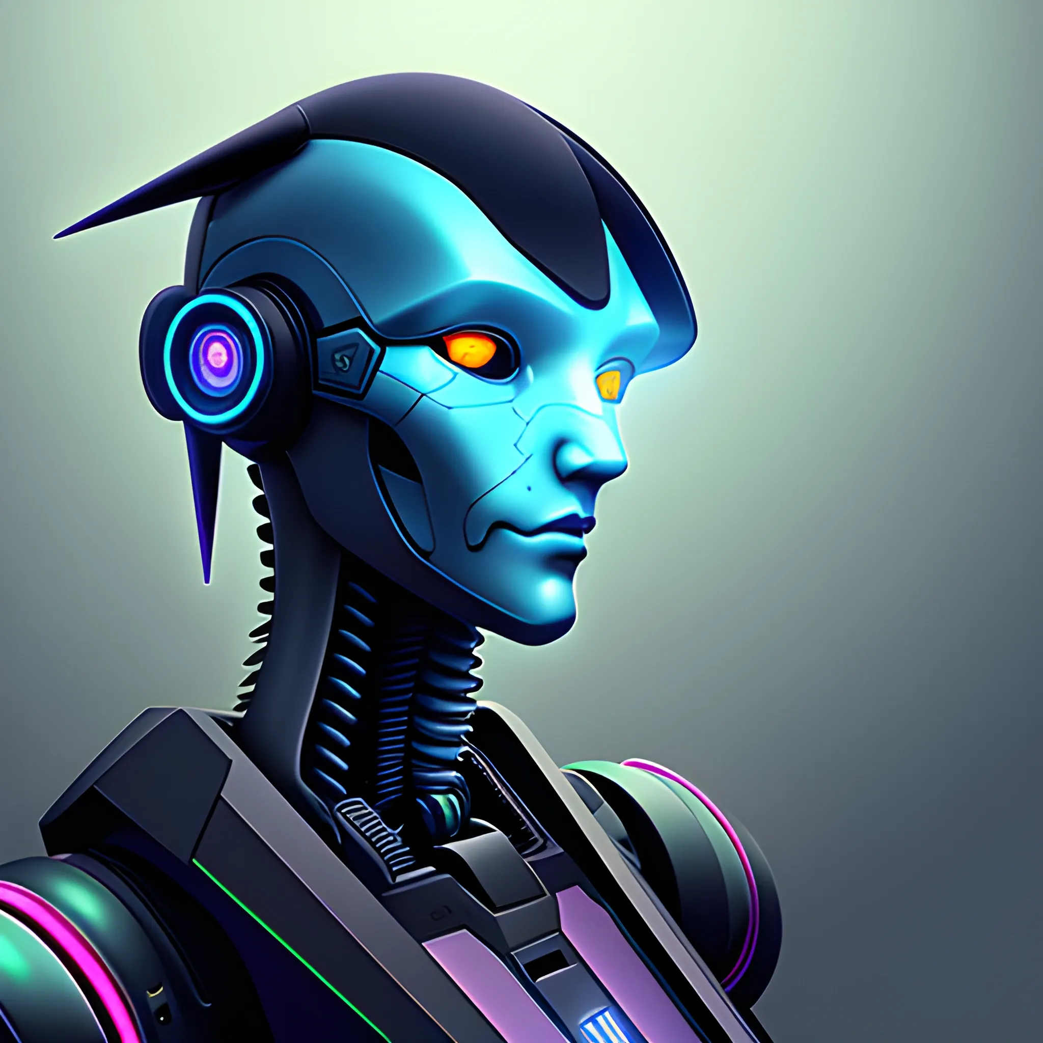 Cyberpunk style robot avatar, digital style, high quality