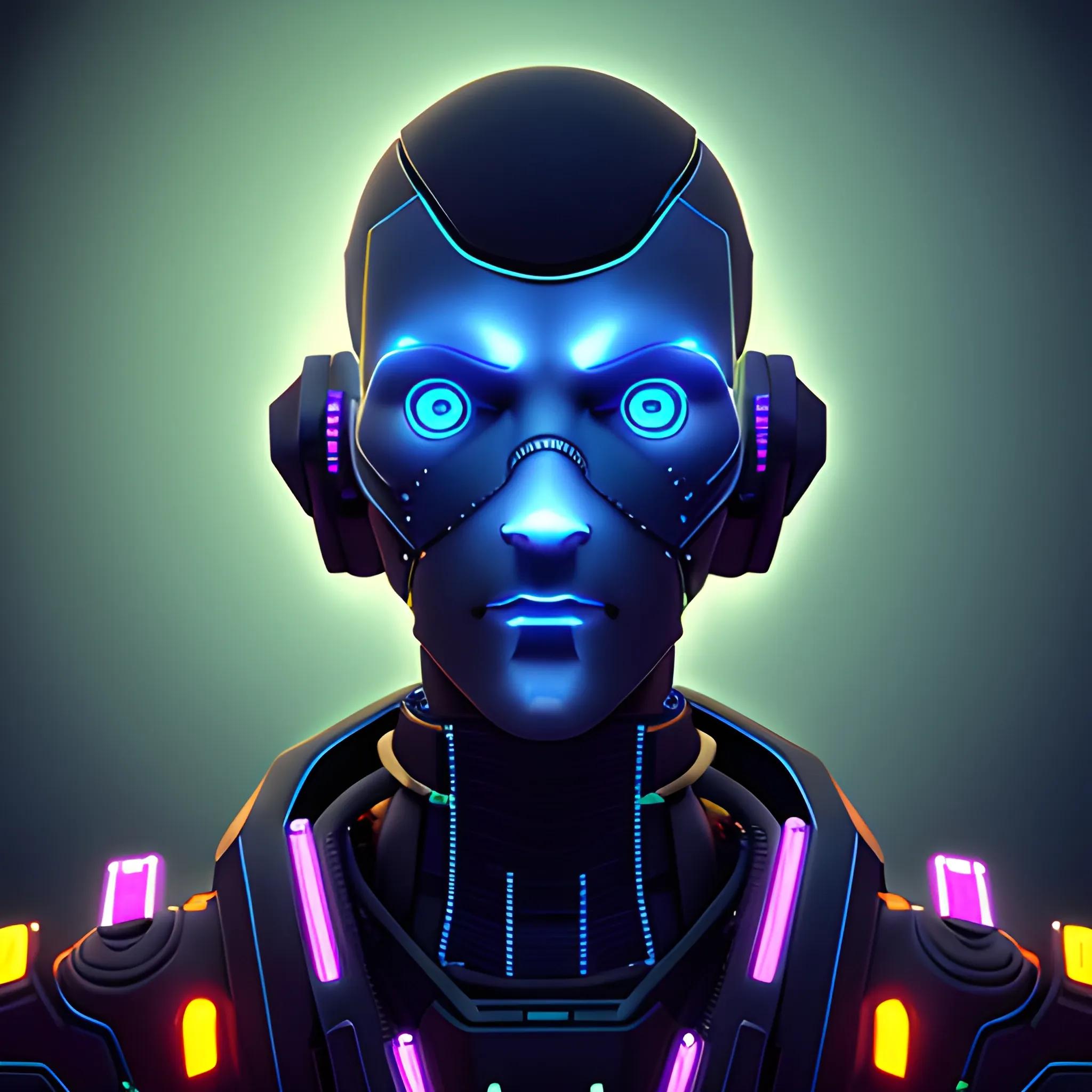 Cyberpunk style robot avatar, digital style, high quality, 3D