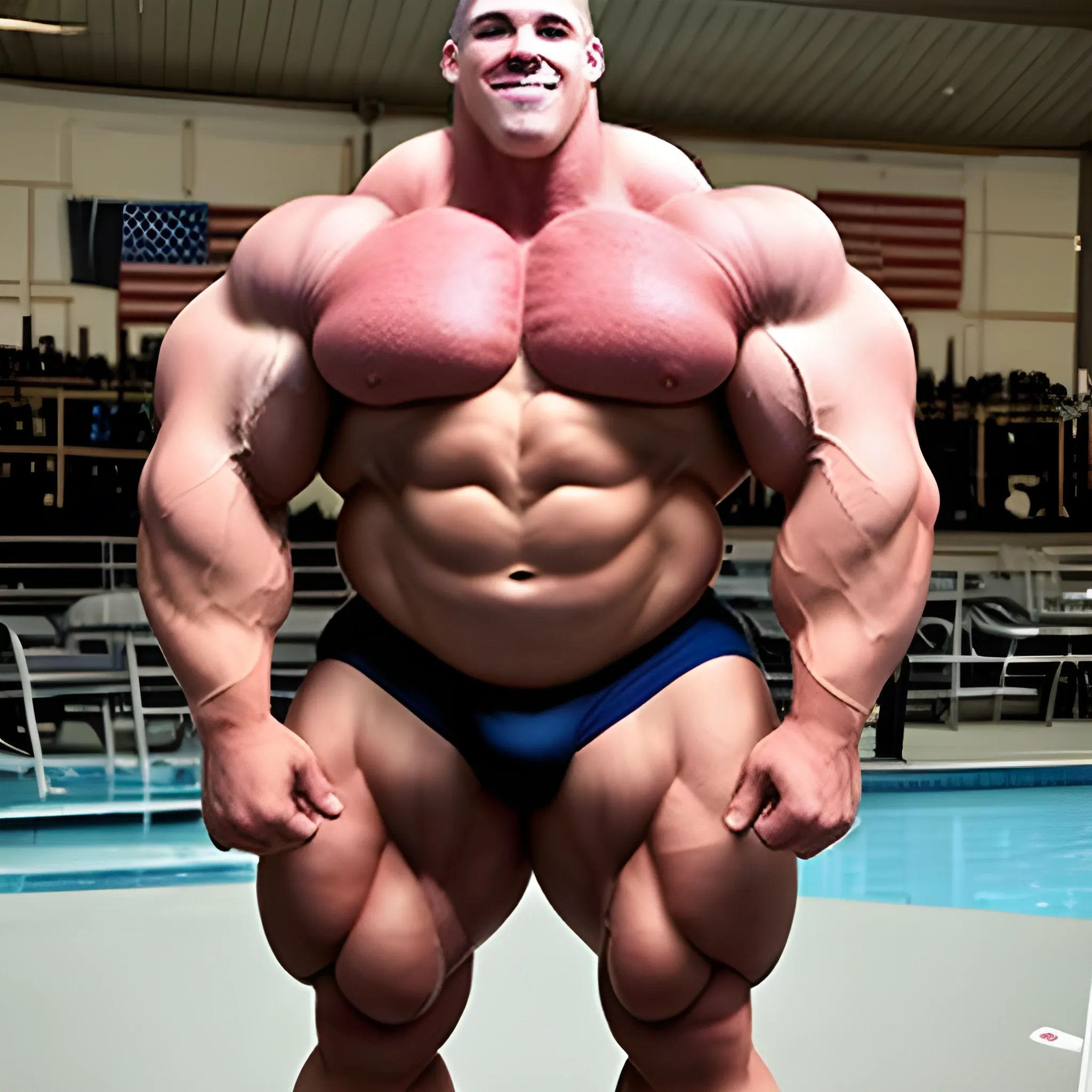 3-meters, american man, beaatiful muscle morph, 3000 lbs bodybuilder, gigantic 300 inches bicep, 