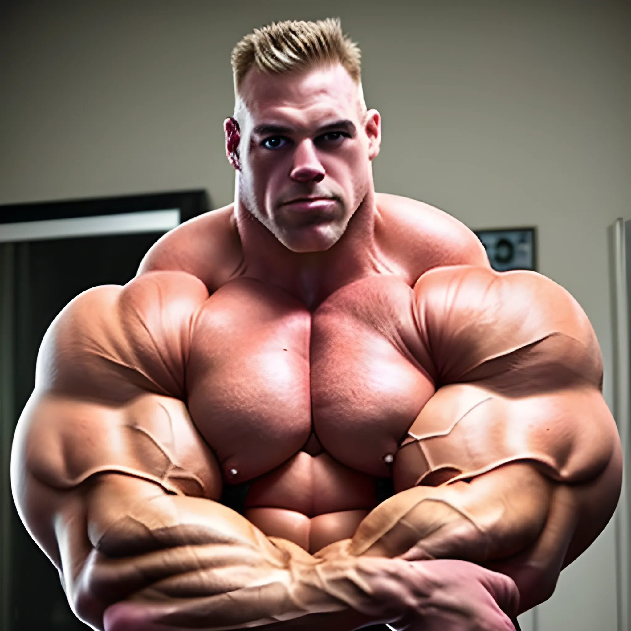 3-meters, american man, beaatiful muscle morph, 3000 lbs bodybuilder, gigantic 300 inches bicep, 