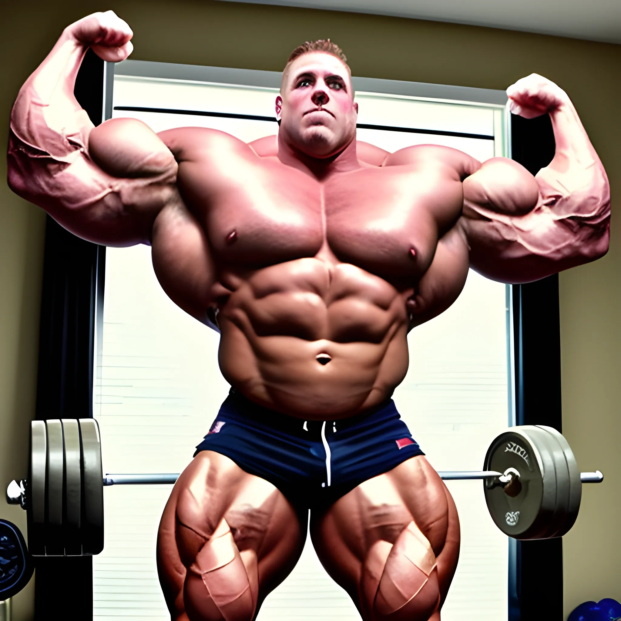 3-meters, american man, beaatiful muscle morph, 3000 lbs bodybuilder, gigantic 300 inches bicep, 