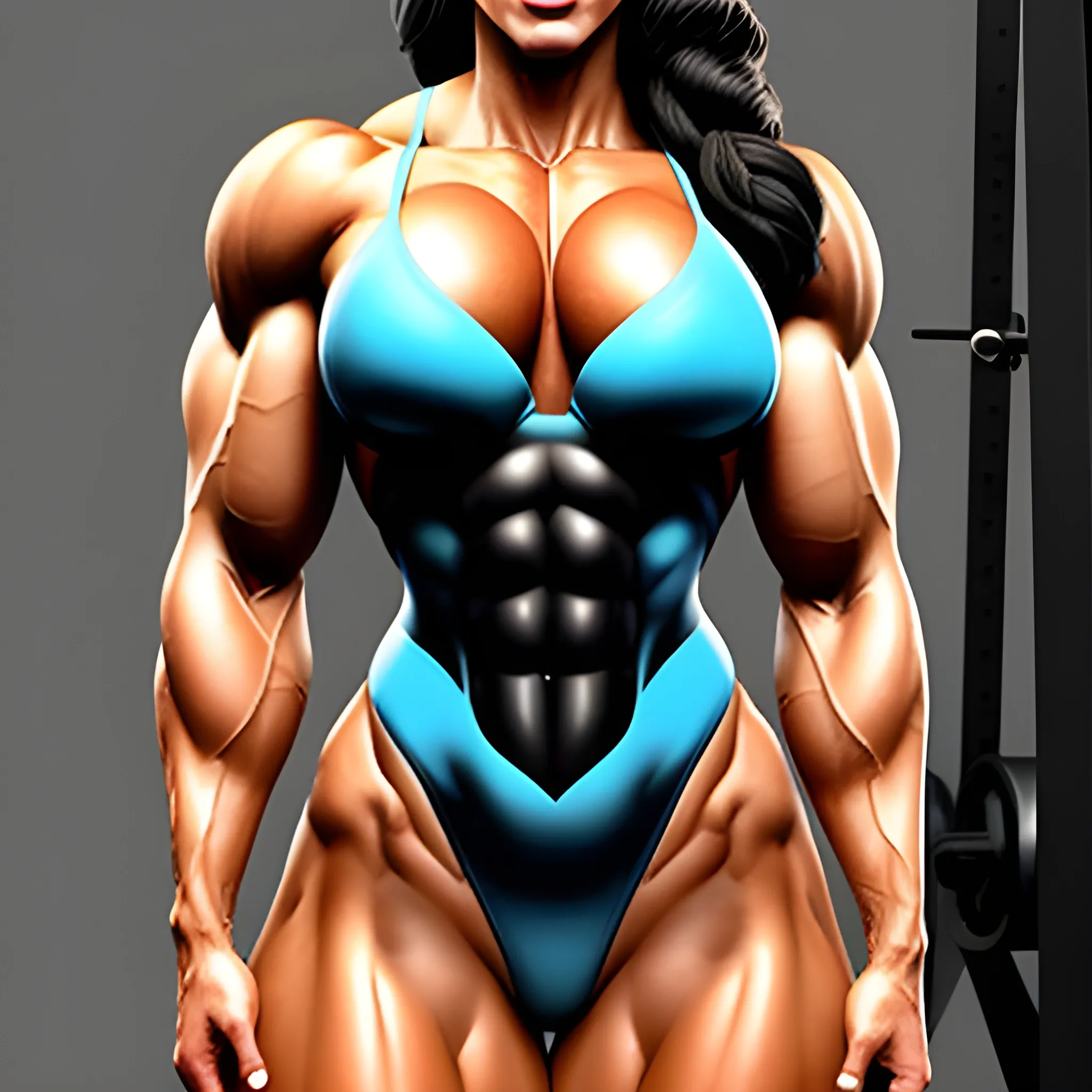 Photorealistic Teen female bodybuilder, hourglass figure 