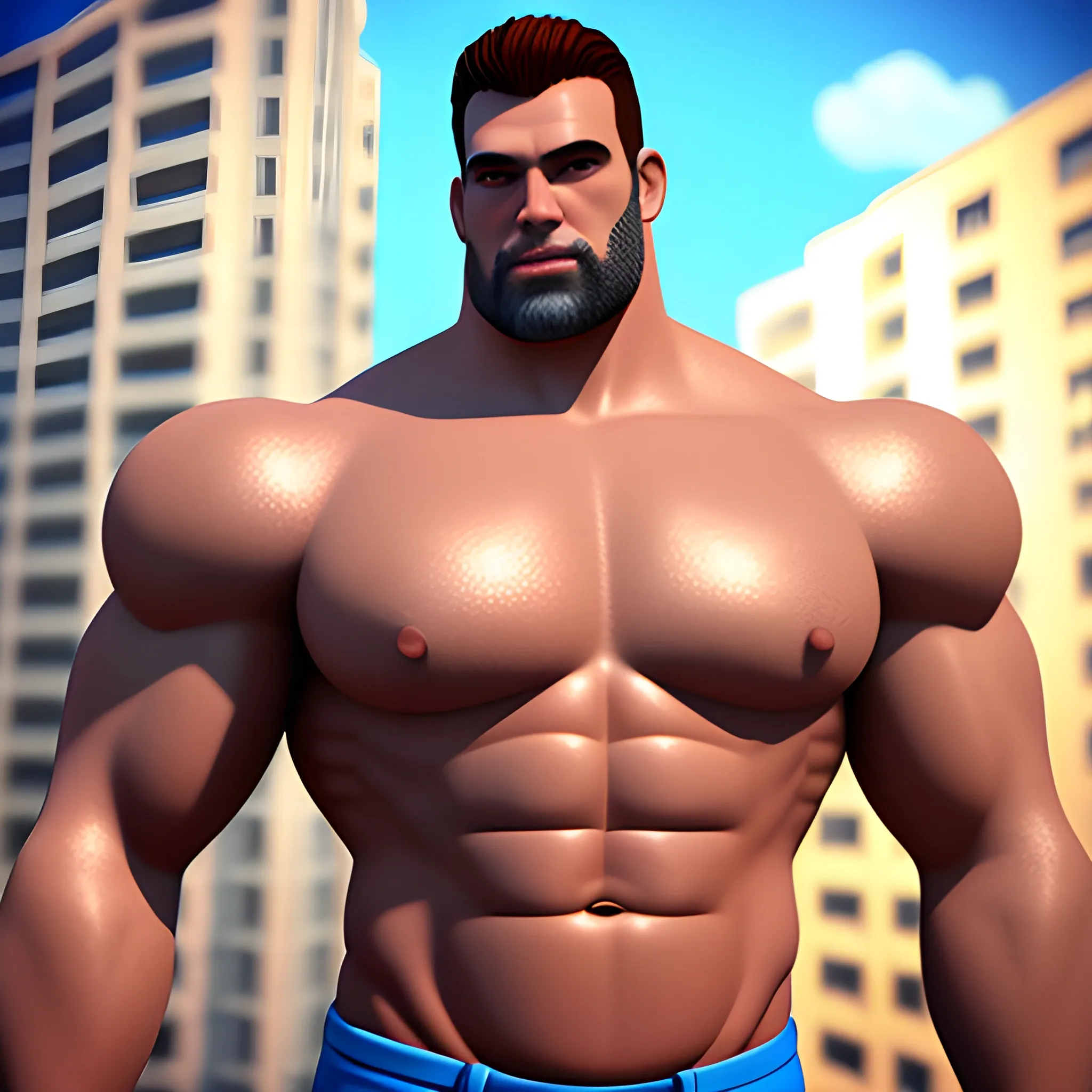 Buff man with giant man buldge
, 3D