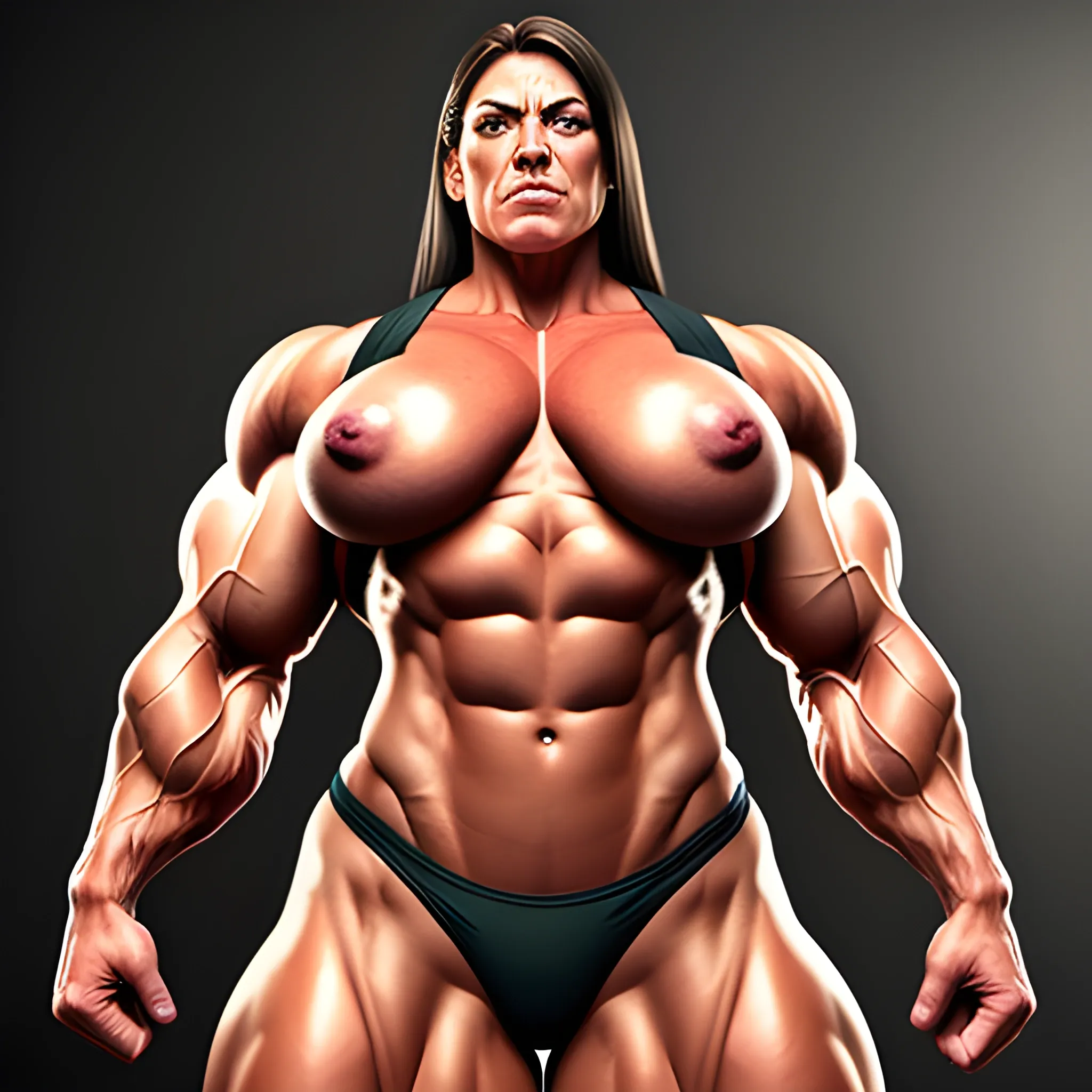 Photorealistic Massive muscle girl