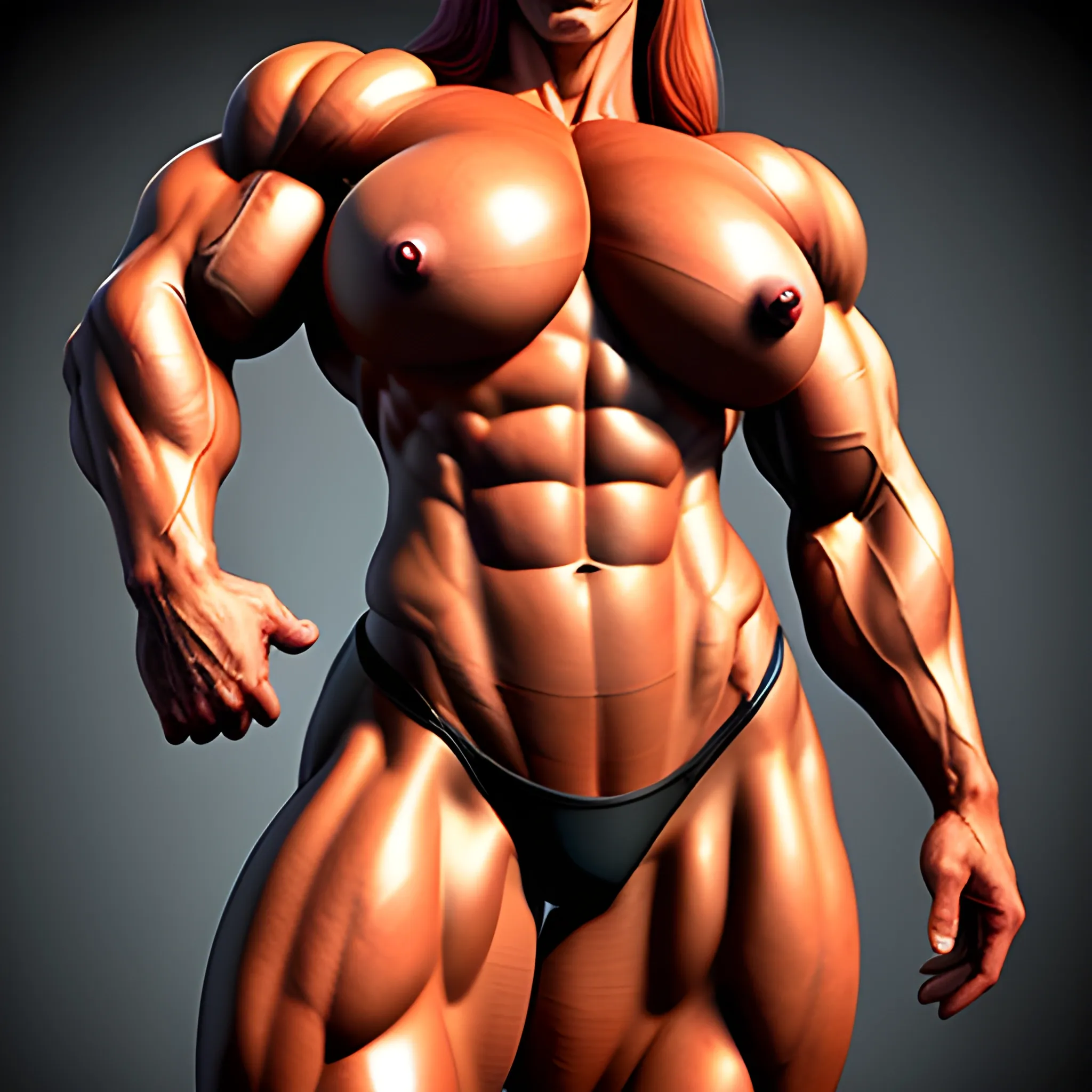 Photorealistic Massive muscle girl