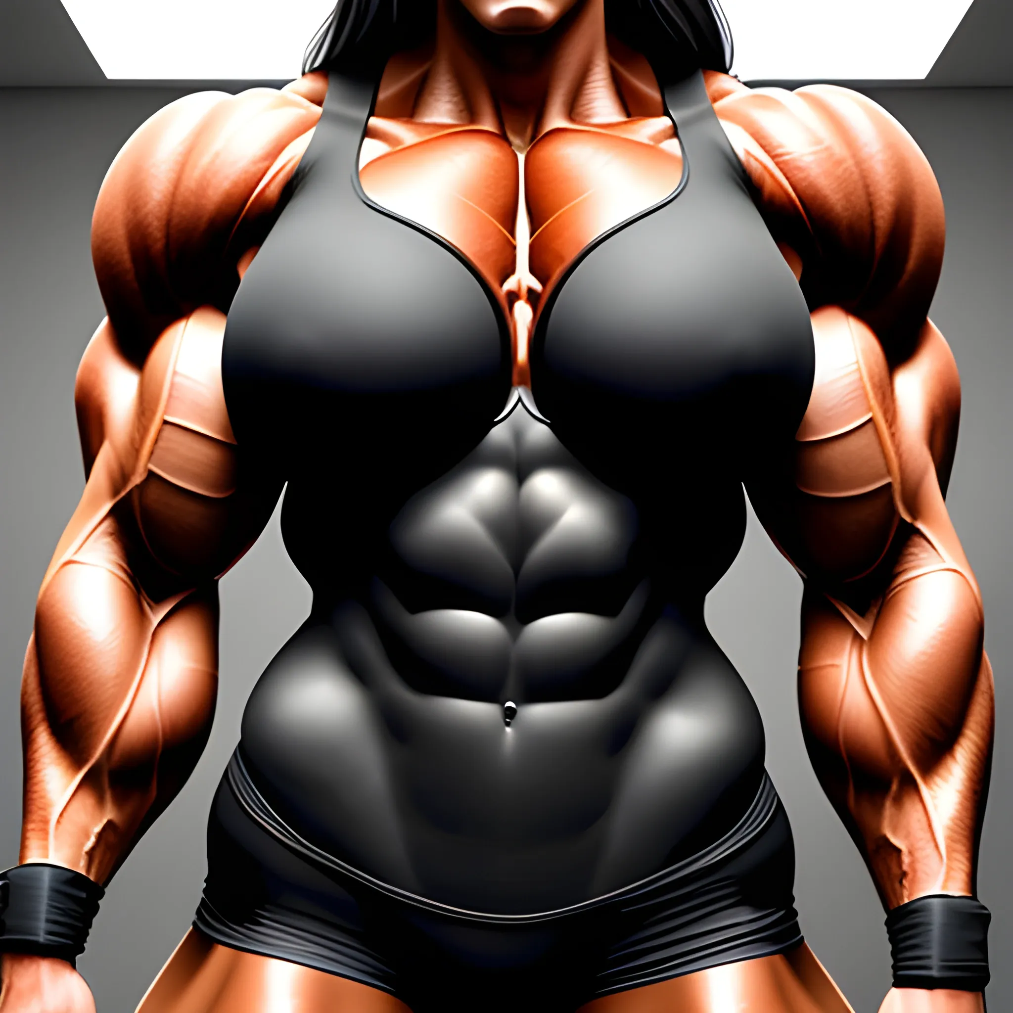 Photorealistic gorgeous Massive muscle girl