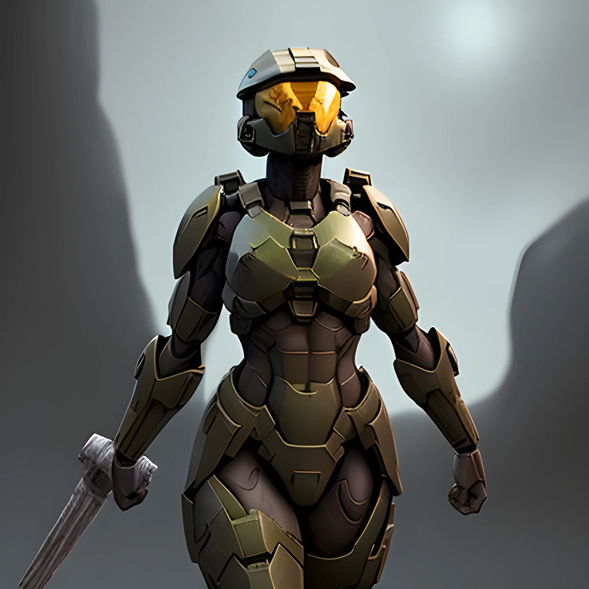 make a mostly nude but still safe for work female Halo spartan