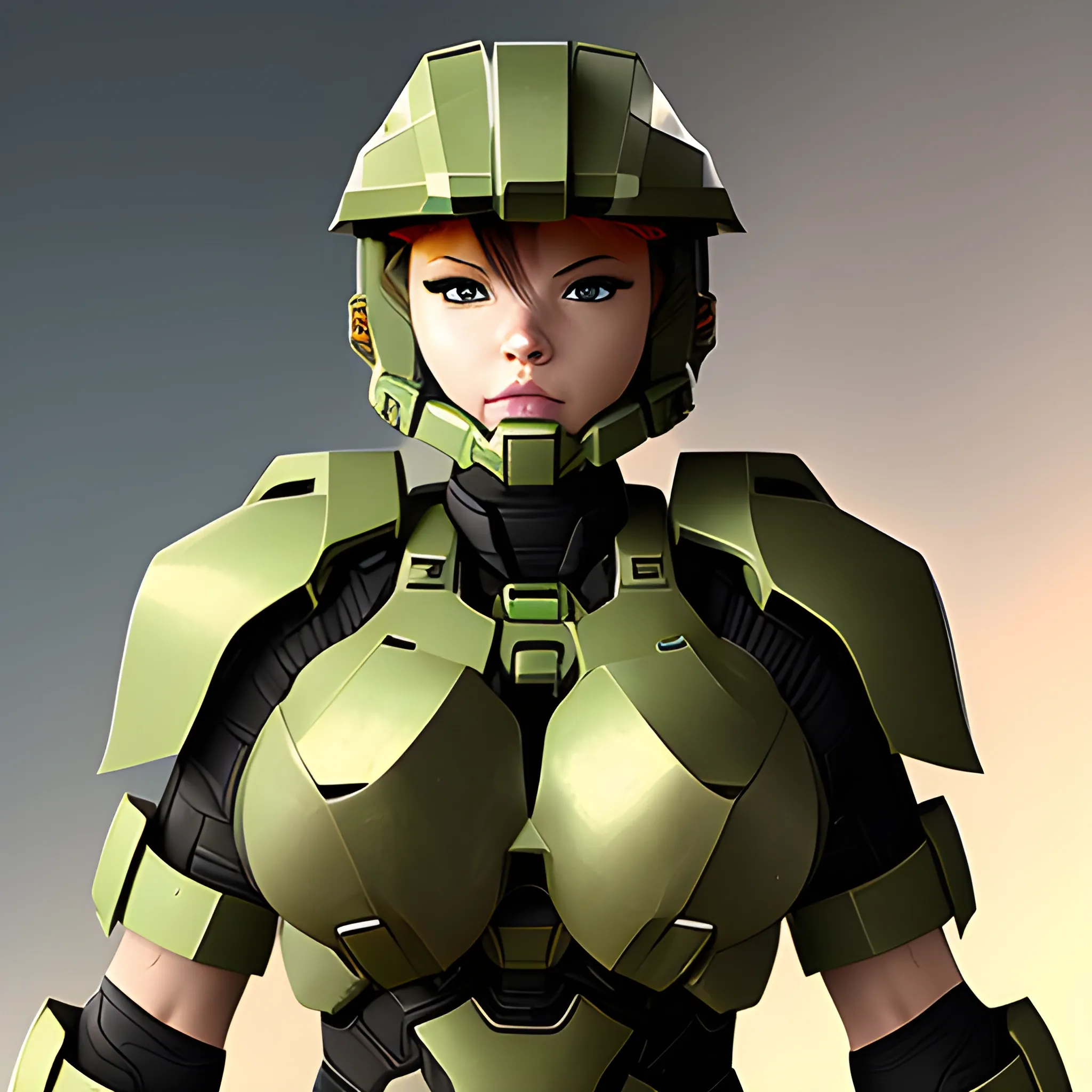 make an NSFW but still safe-for-work lewd female Halo spartan