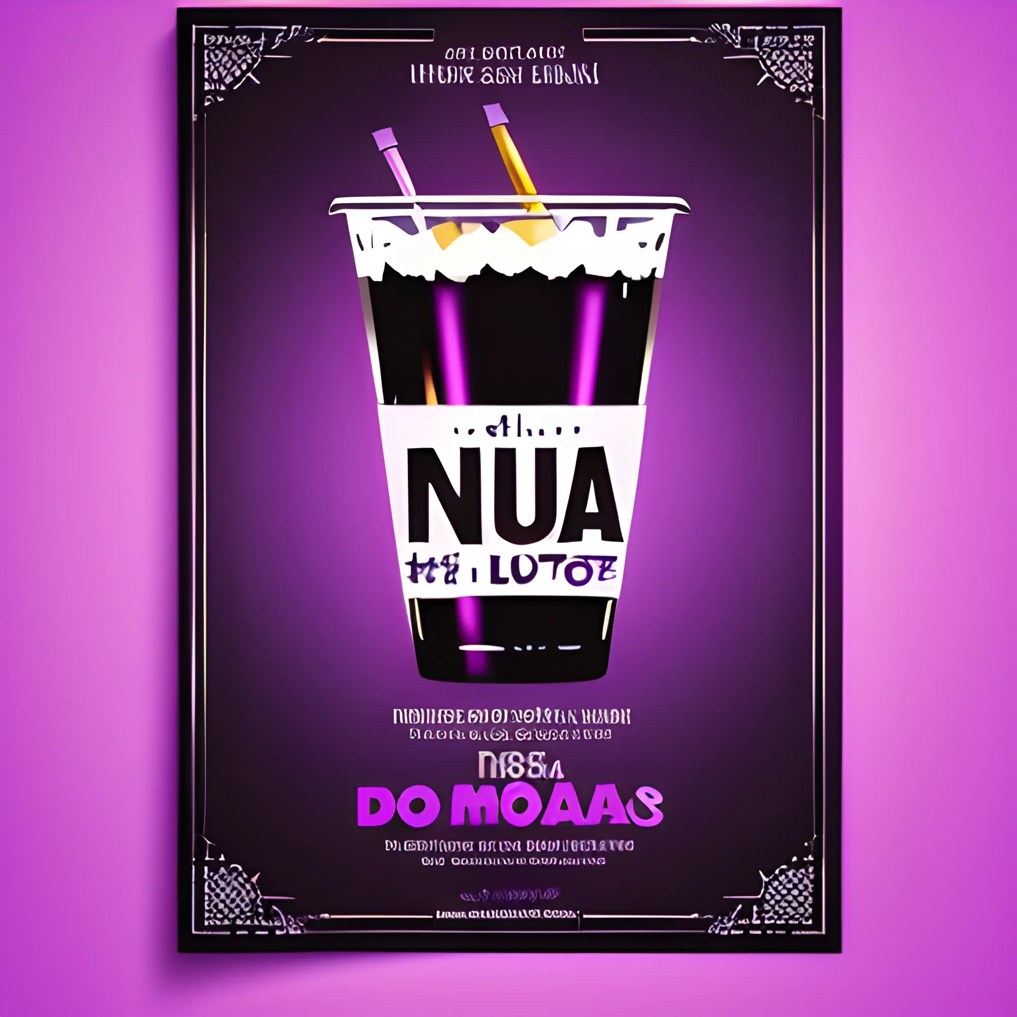 quiero hacer un cartel tipo flyer para un pub de noche donde se beban copas que sea minimalista con tonos en negro violeta 1080px x 1920 con alta calidad y editable con photoshop, 3D