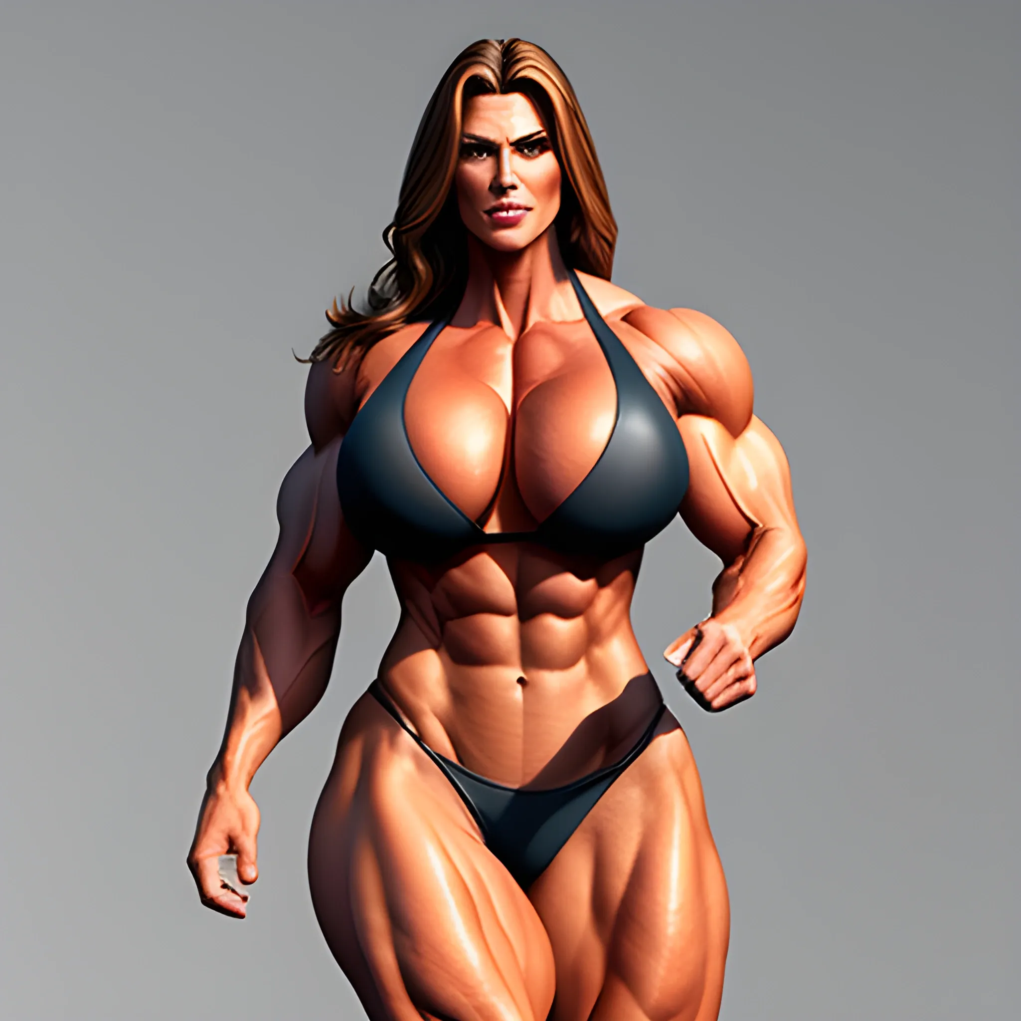 Photorealistic supermodel gorgeous ((((Massive)))) muscle girl