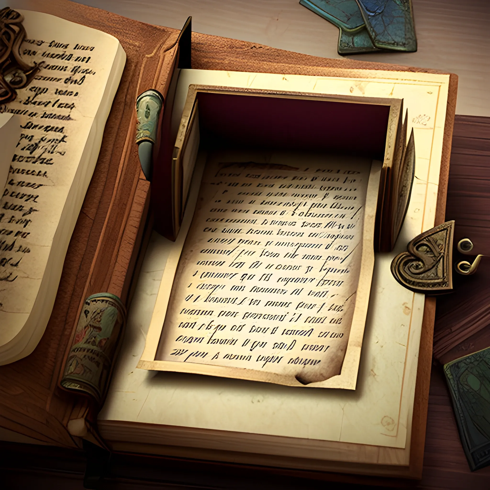 , 3D One morning, our main character finds a mysterious note tucked inside an old book. The note contains clues to a treasure that has been lost for centuries. like an fantasy animation.