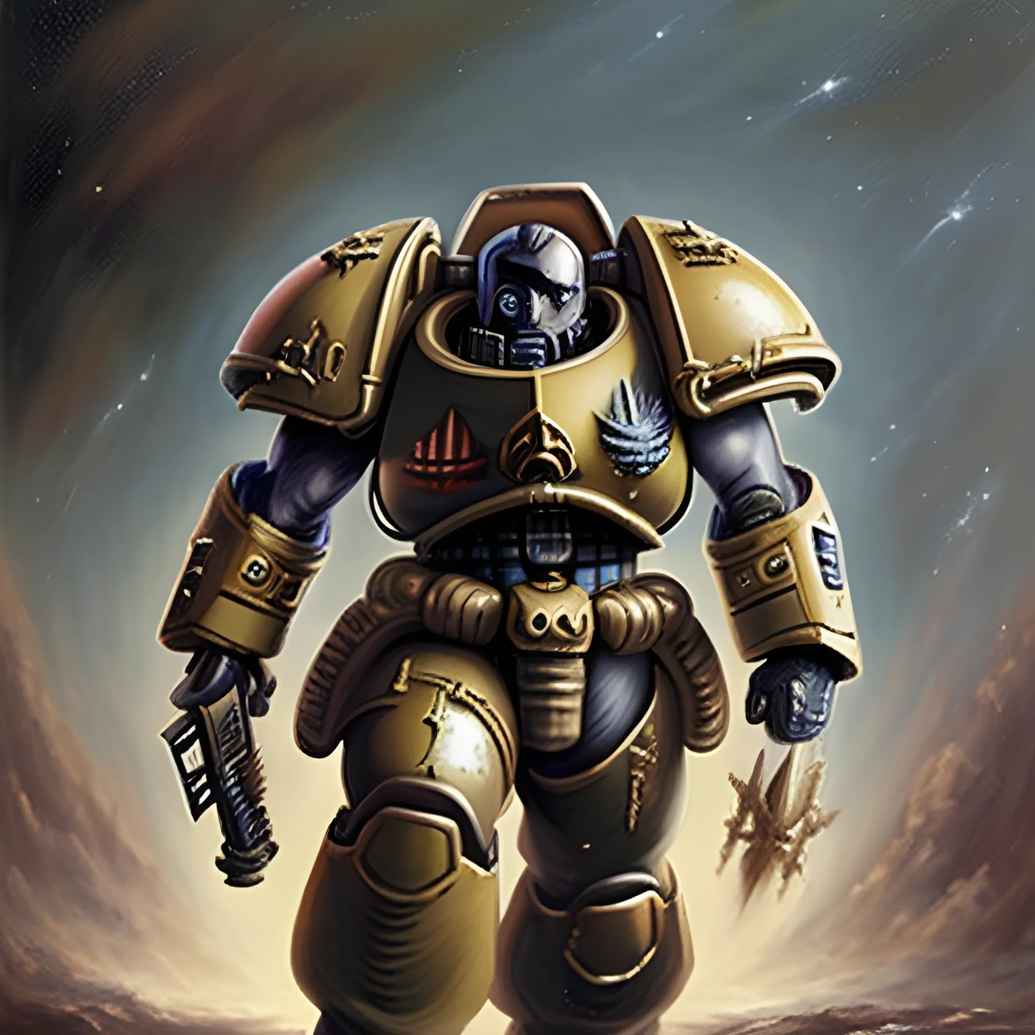 40k space marine, Oil Painting, realistic