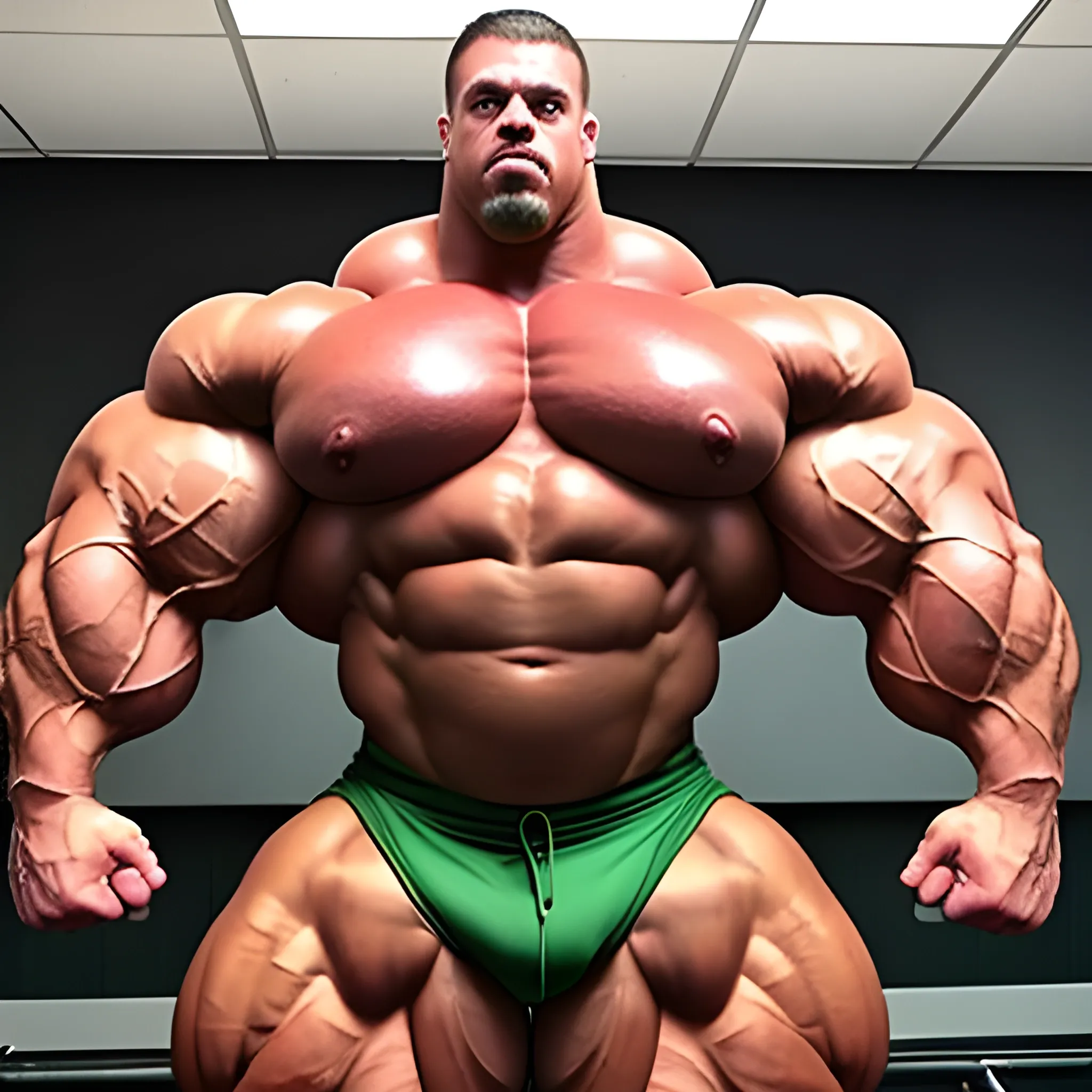 3-meters, beaatiful muscle morph, 3000 lbs bodybuilder, gigantic 300 inches biceps, huge biceps, extremely huge muscular arms, 300 inches enormous triceps, enormous forearms, gigantic traps, 300 inches chest, 
