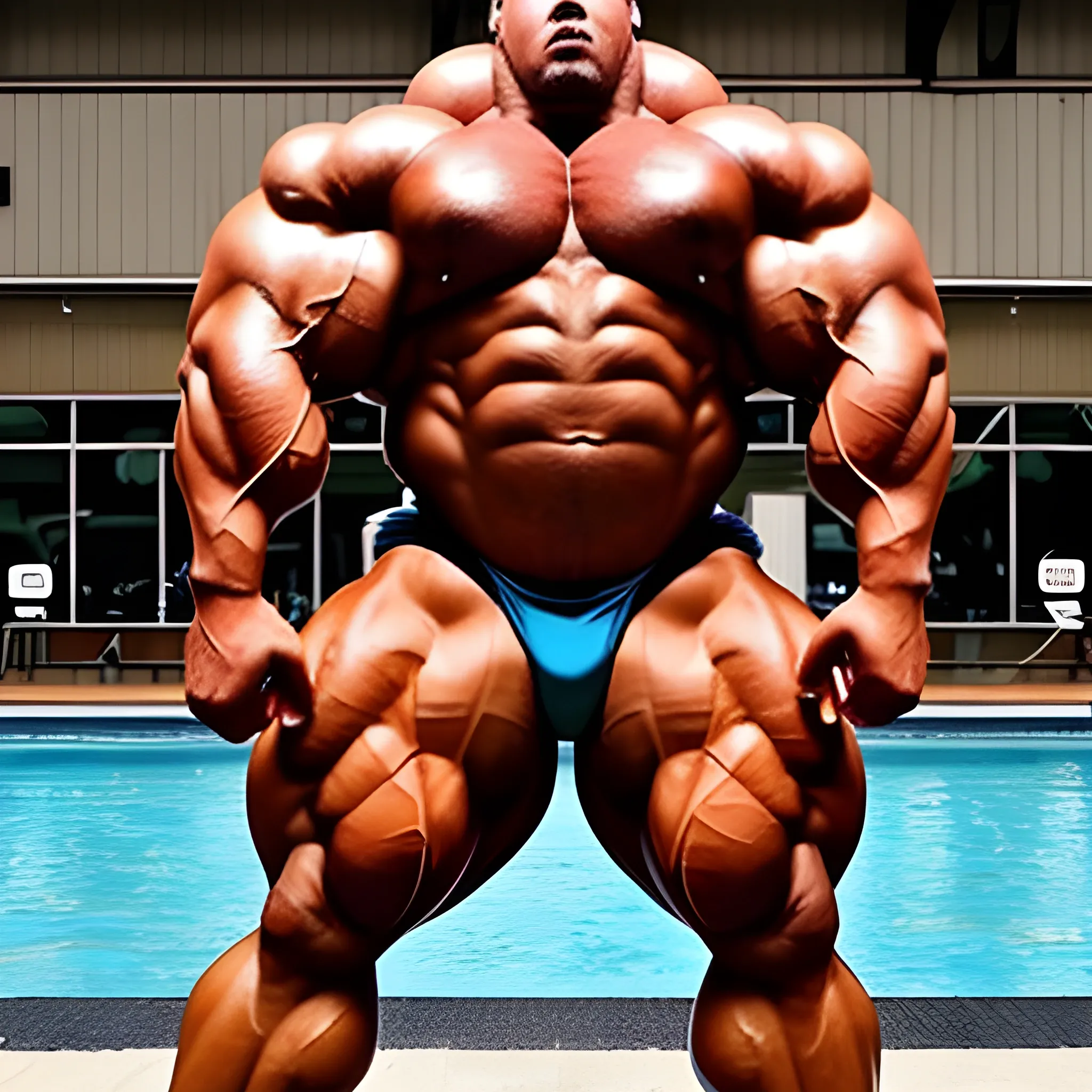 3-meters, beaatiful muscle morph, 3000 lbs bodybuilder, gigantic 300 inches biceps, huge biceps, extremely huge muscular arms, 300 inches enormous triceps, enormous forearms, gigantic traps, 300 inches chest, 
