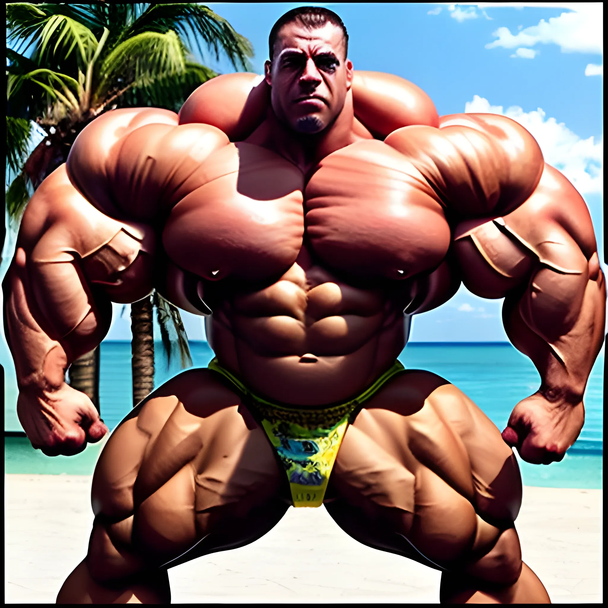 3-meters, beaatiful muscle morph, 3000 lbs bodybuilder, gigantic 300 inches biceps, huge biceps, extremely huge muscular arms, 300 inches enormous triceps, enormous forearms, gigantic traps, 300 inches chest, 
