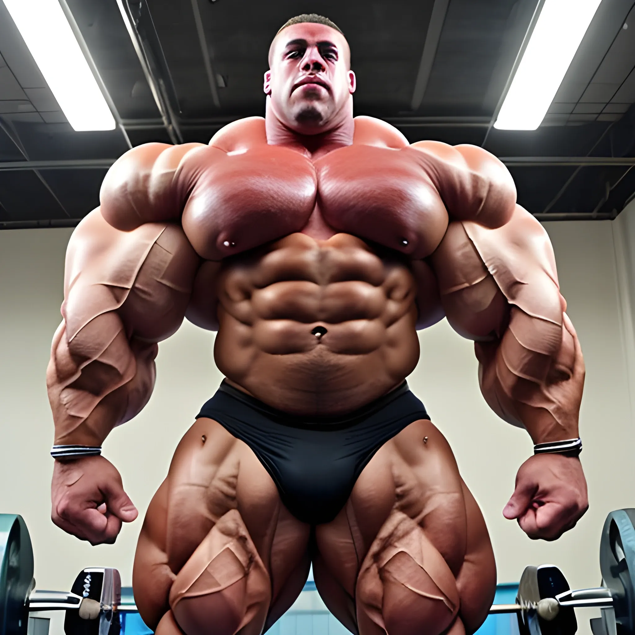 3-meters, beaatiful muscle morph, 3000 lbs bodybuilder, gigantic 300 inches biceps, huge biceps, extremely huge muscular arms, 300 inches enormous triceps, enormous forearms, gigantic traps, 300 inches chest, 
