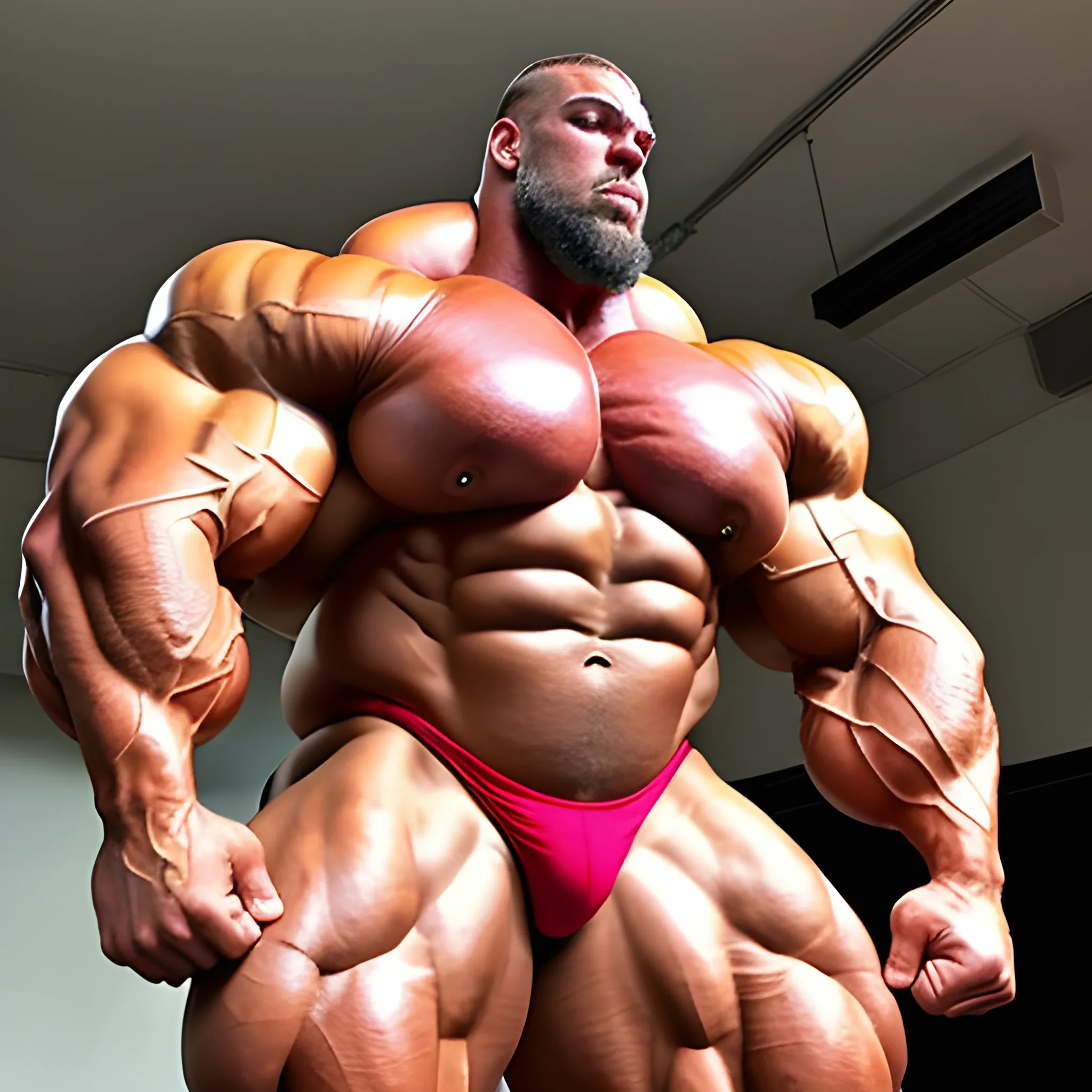 3-meters, beaatiful muscle morph, 3000 lbs bodybuilder, gigantic 300 inches biceps, huge biceps, extremely huge muscular arms, 300 inches enormous triceps, enormous forearms, gigantic traps, 300 inches chest, 
