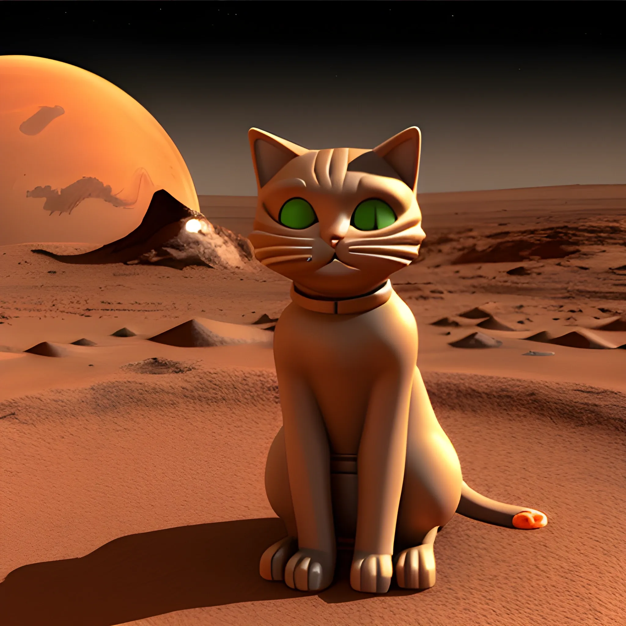 Cat in mars, 3D