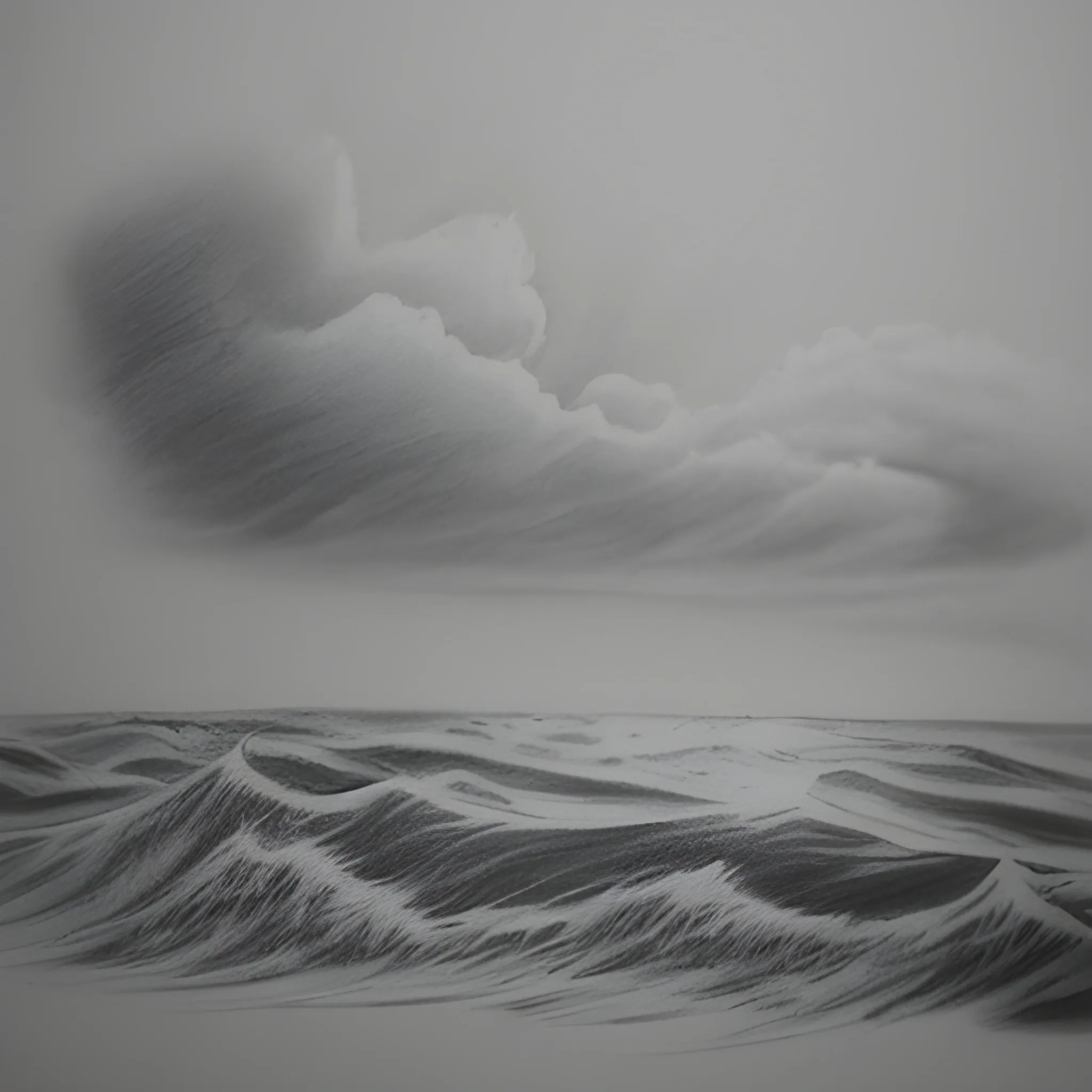 Stormy ocean. Pencil sketch. Tattoo style one color