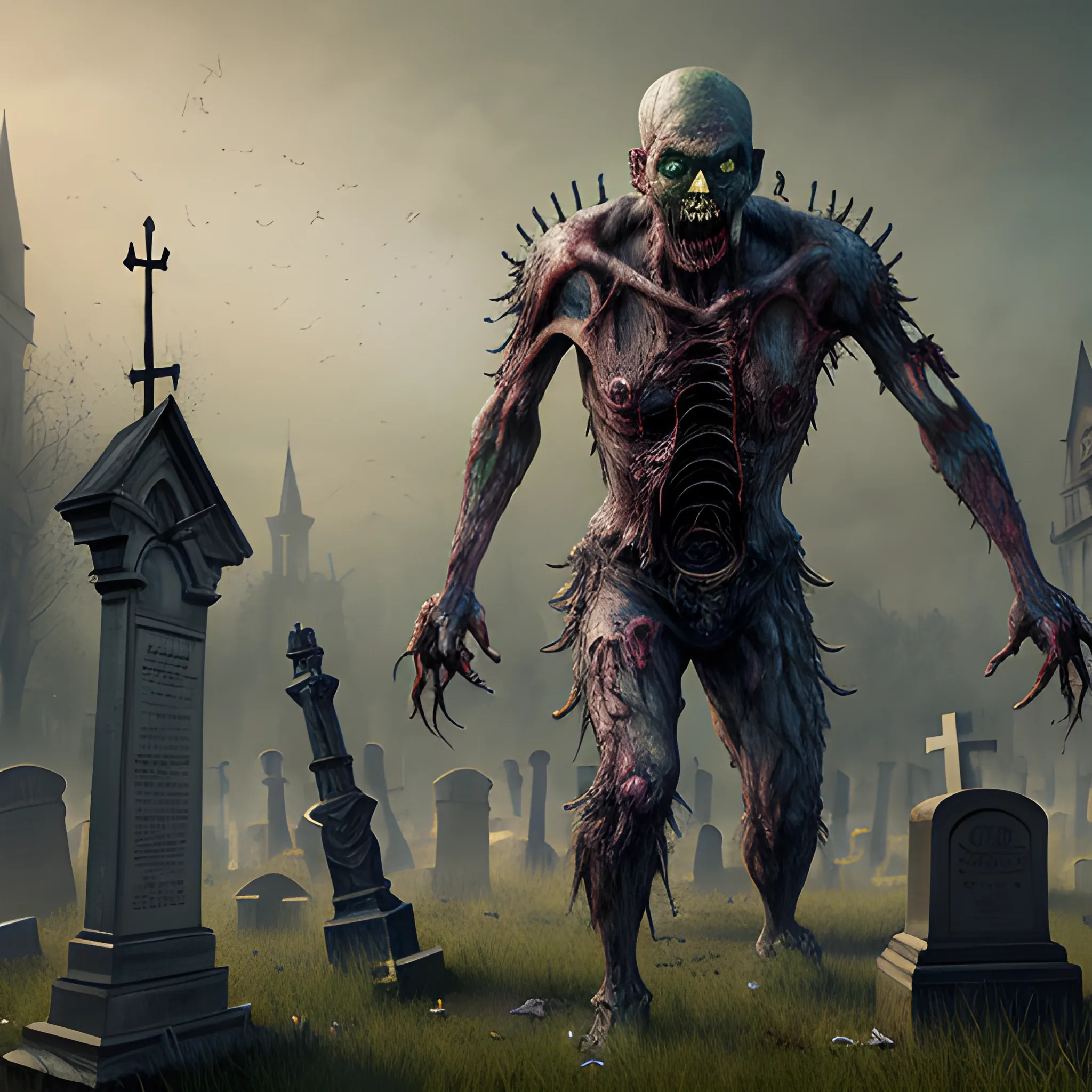 zombie, weak zombie, fantasy, cemetery in the background8k, high resolution, high quality, photorealistic, hyperrealistic, detailed, detailed matte painting, deep color, fantastical, intricate detail, splash screen, complementary colors, fantasy concept art, 8k resolution trending on Artstation Unreal Engine