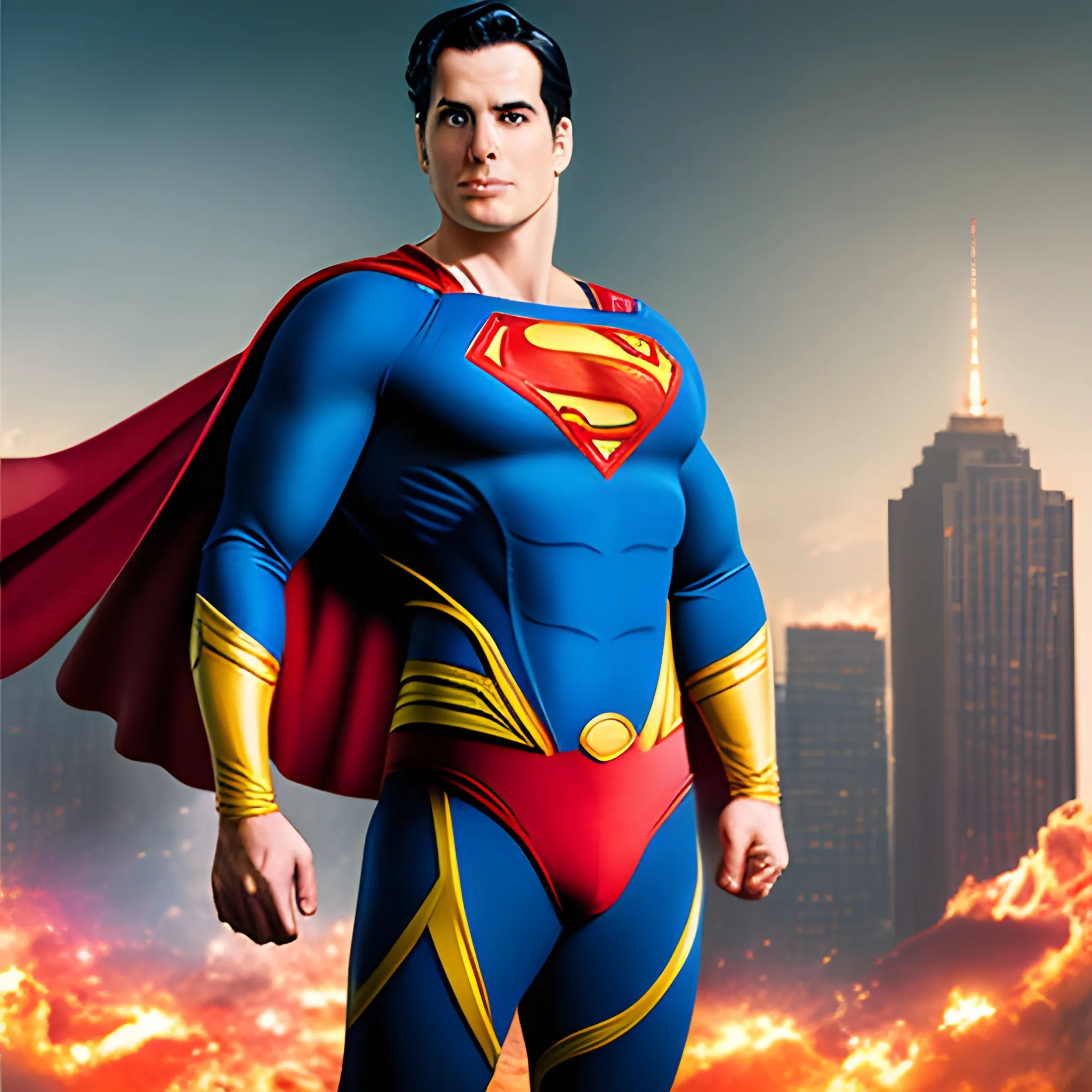 Superman Full body photo on air and red and yellow bracers