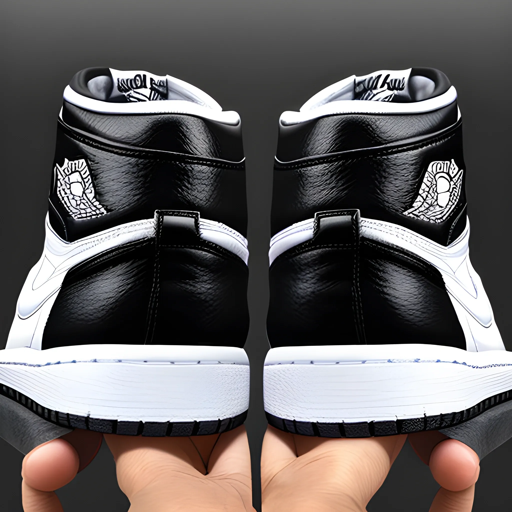 realistic black and white air jordan 1 sneakers
