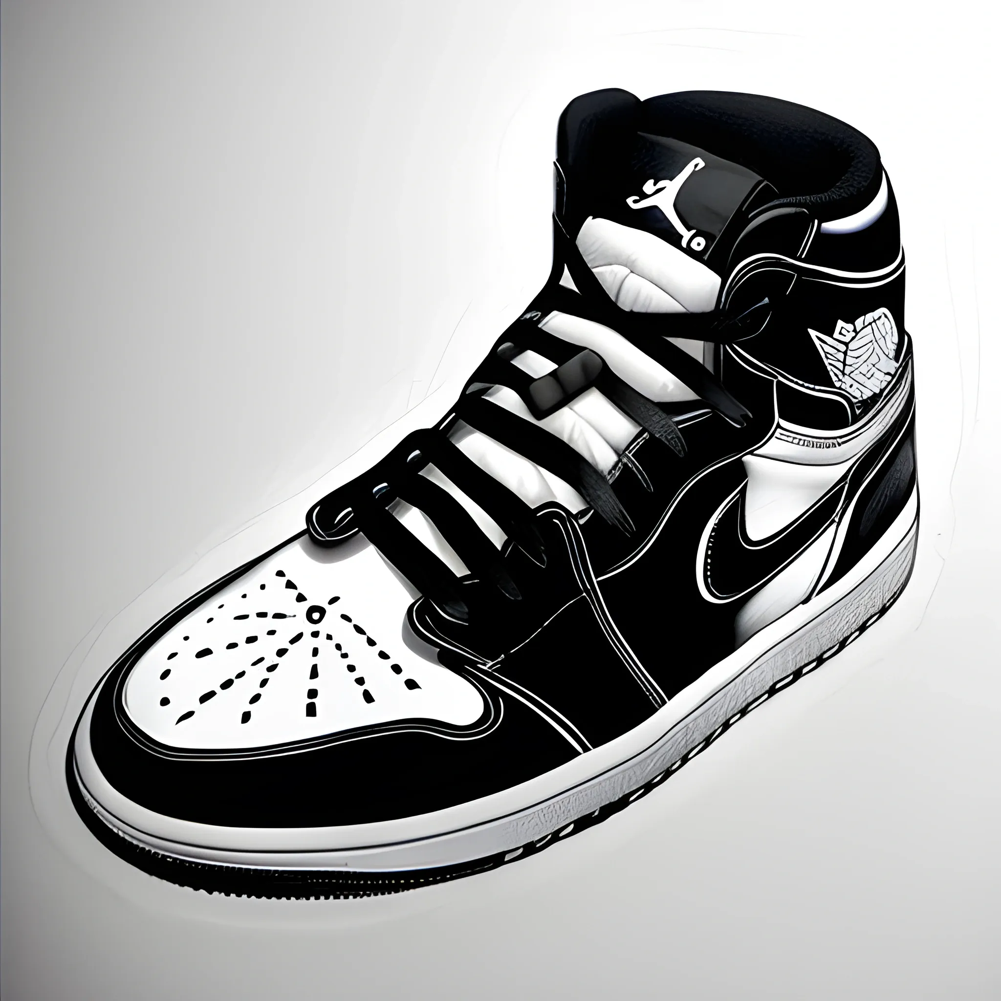 realistic black and white air jordan 1 sneakers
, Pencil Sketch