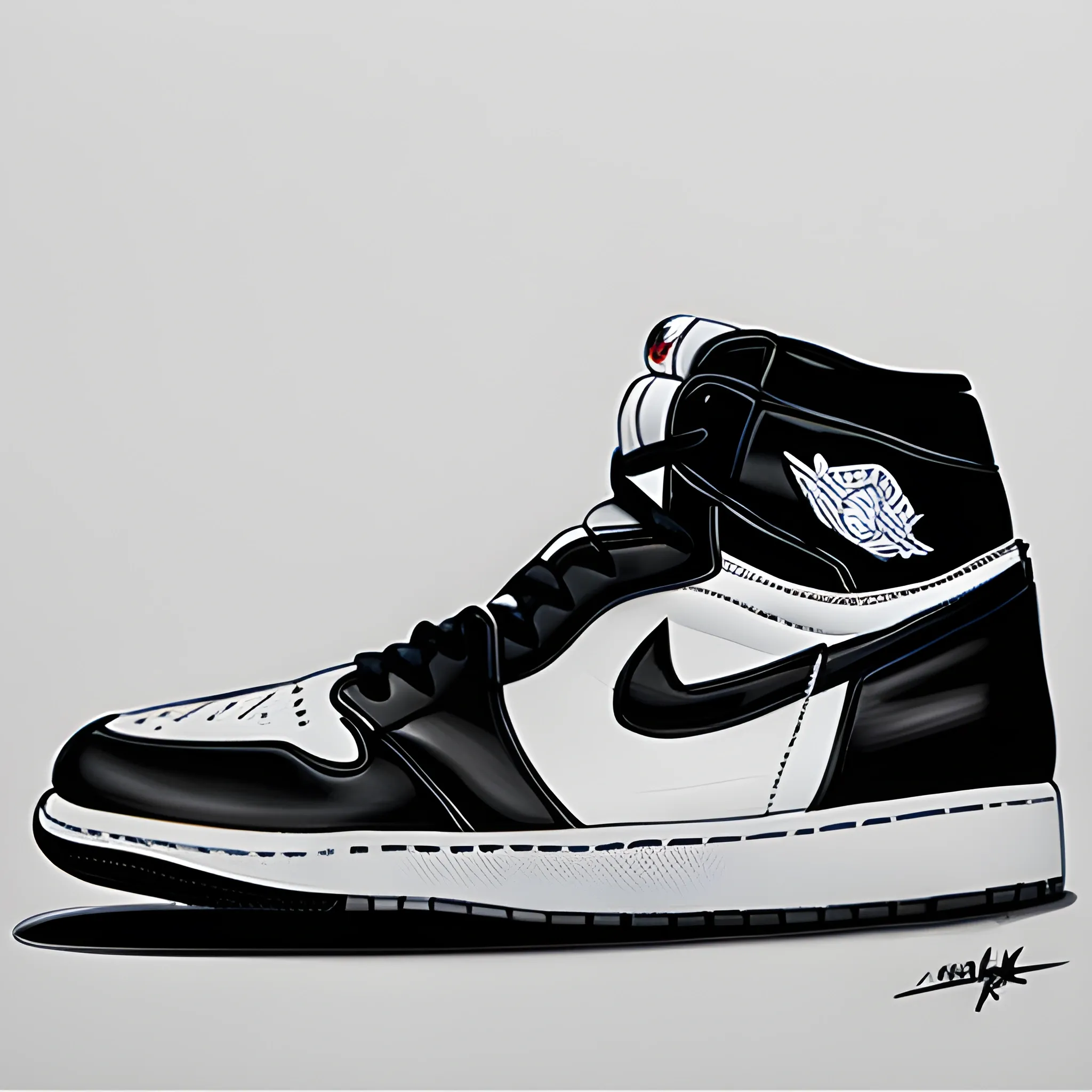 8k, realistic black and white air jordan 1 sneakers
, Pencil Sketch