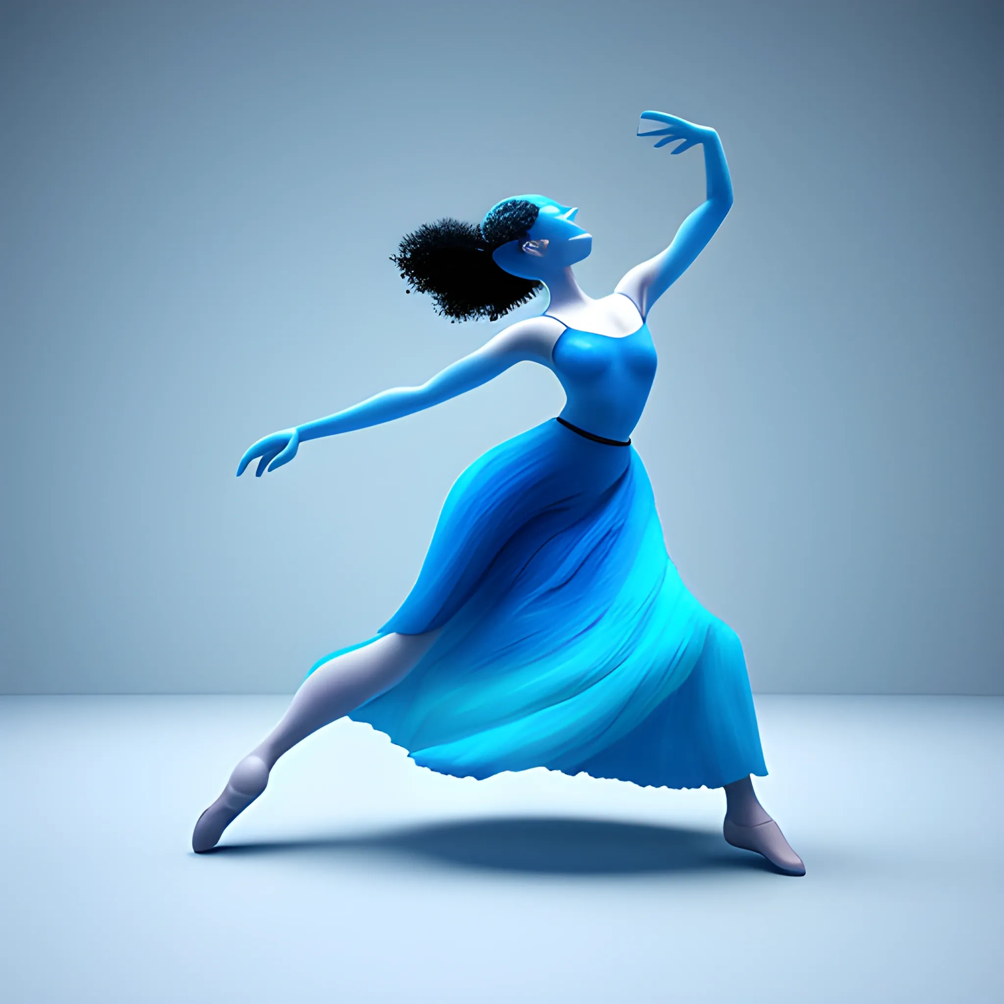 painting with a woman to dance and have dence movement minimal elements and baroc colors all scale of blue 
fantasy, 8k, high resolution, high quality, 3D