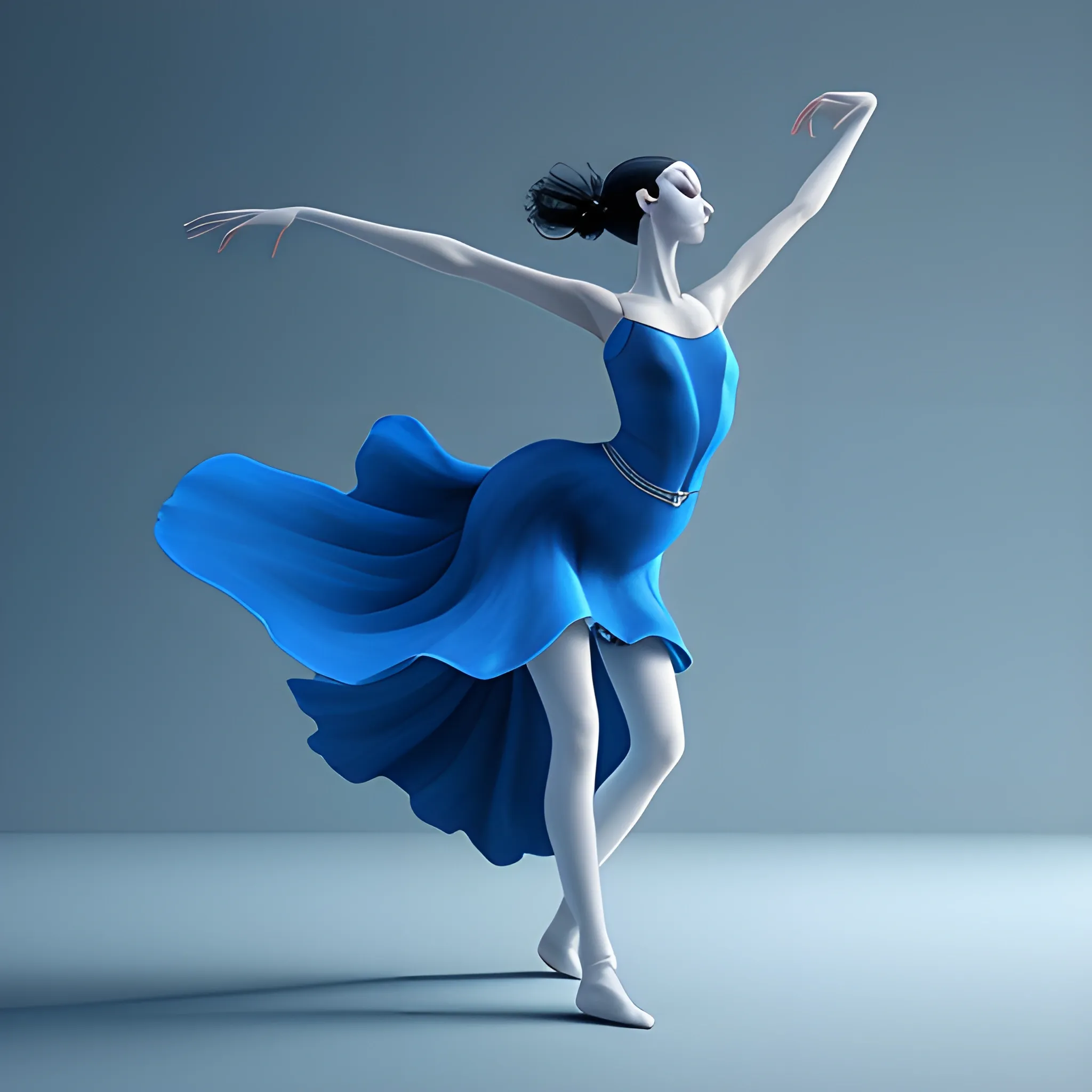 painting with a woman to dance and have dence movement minimal elements and baroc colors all scale of blue 
fantasy, 8k, high resolution, high quality, 3D